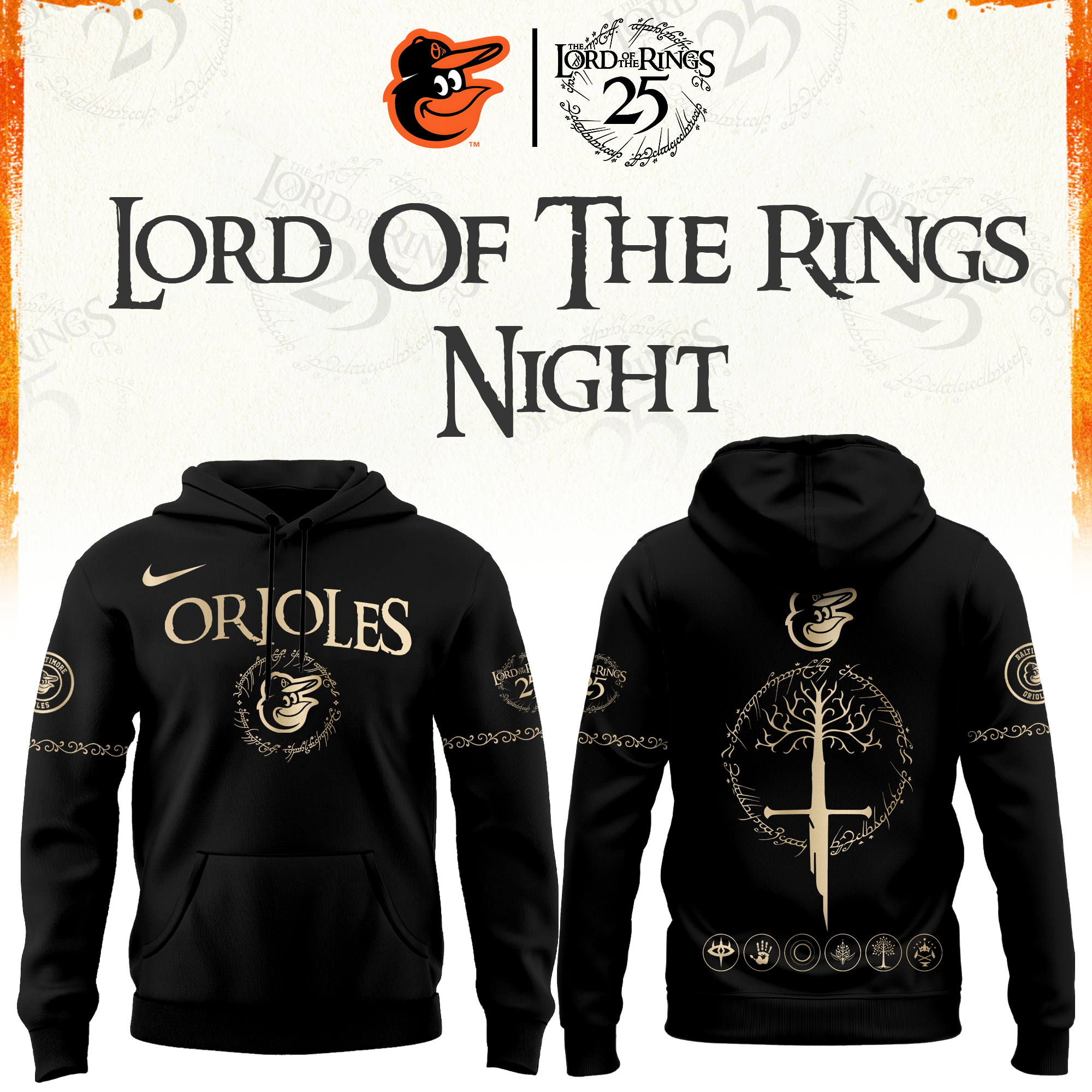 Baltimore Orioles The Lord of The Rings Limited Edition Hoodie| Cap | Jogger V2