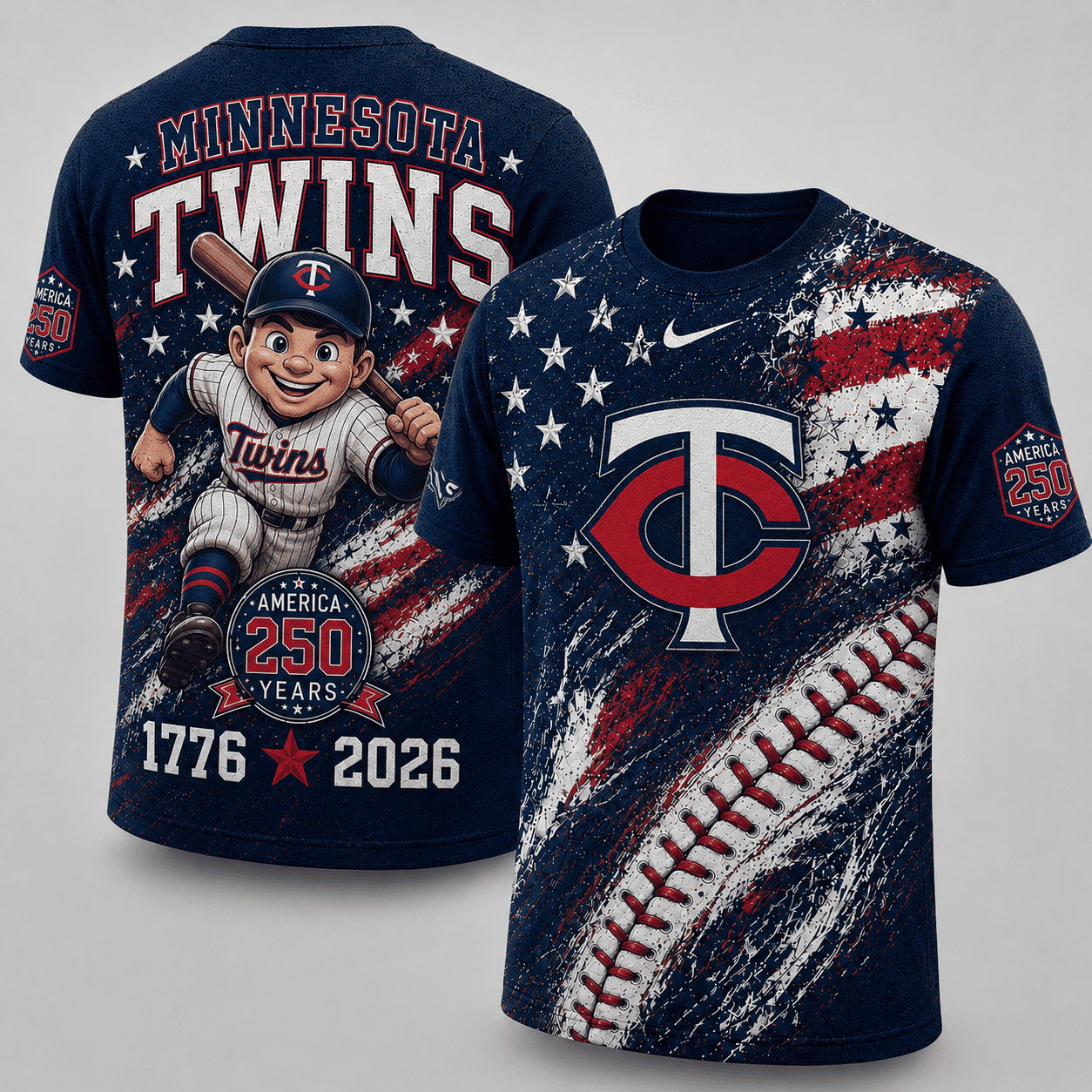 Minnesota Twins 250 Years Of Freedom Exclusive T-shirt