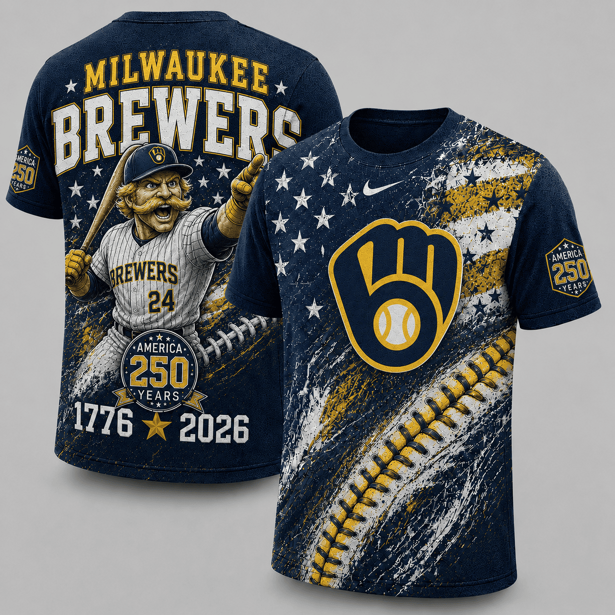 Milwaukee Brewers 250 Years Of Freedom Exclusive T-shirt