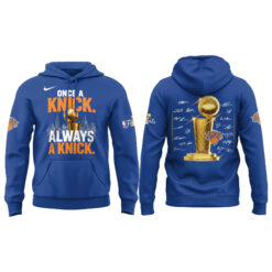 Alternative view of New York Knicks 2026 NBA Finals Champions "Once a Knick, Always a Knick" Limited Edition Blue Hoodie