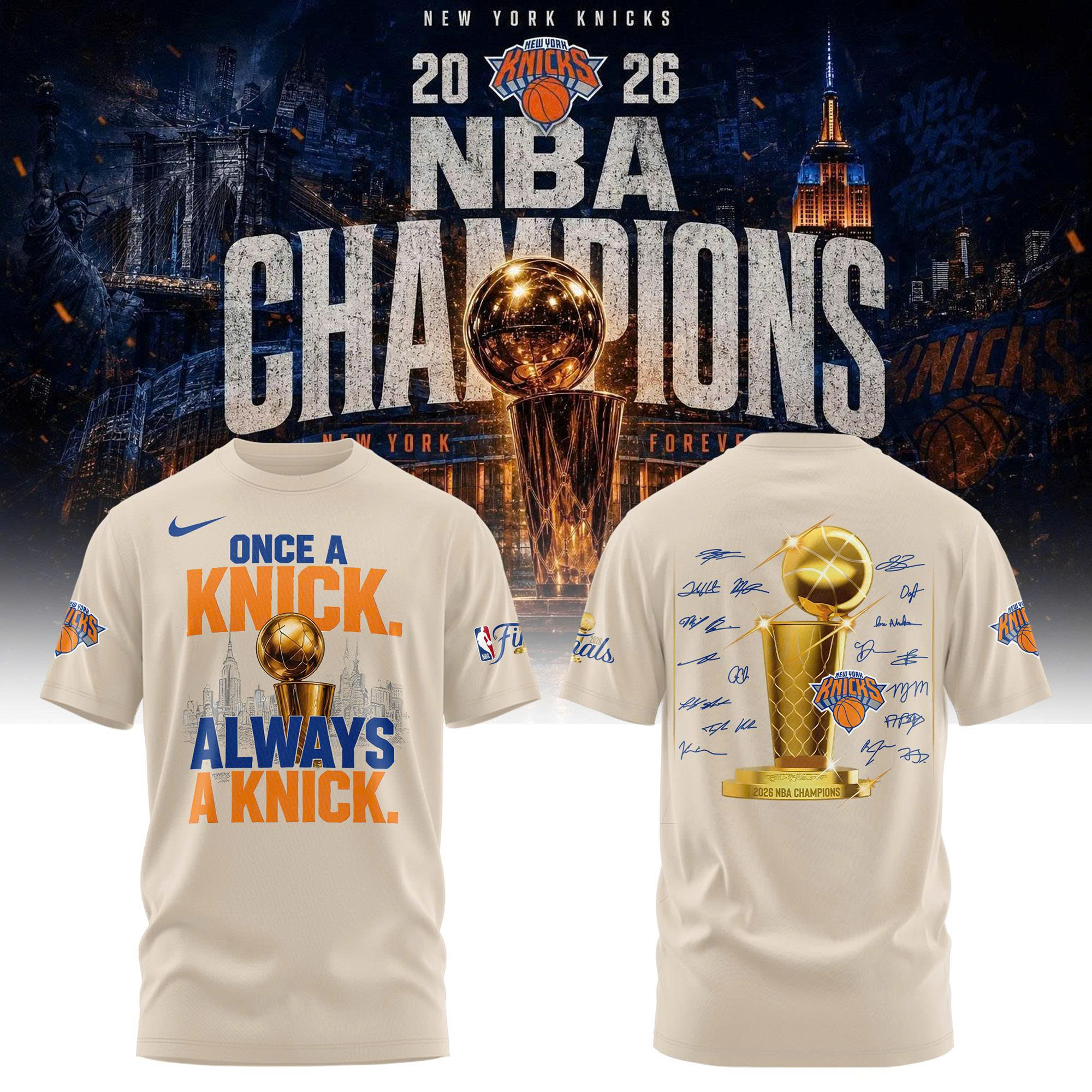 New York Knicks 2026 NBA Finals Champions "Once a Knick, Always a Knick" Limited Edition Tshirt