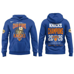 Alternative view of .New York Knicks 2026 NBA Finals Champions Limited Edition Blue Hoodie