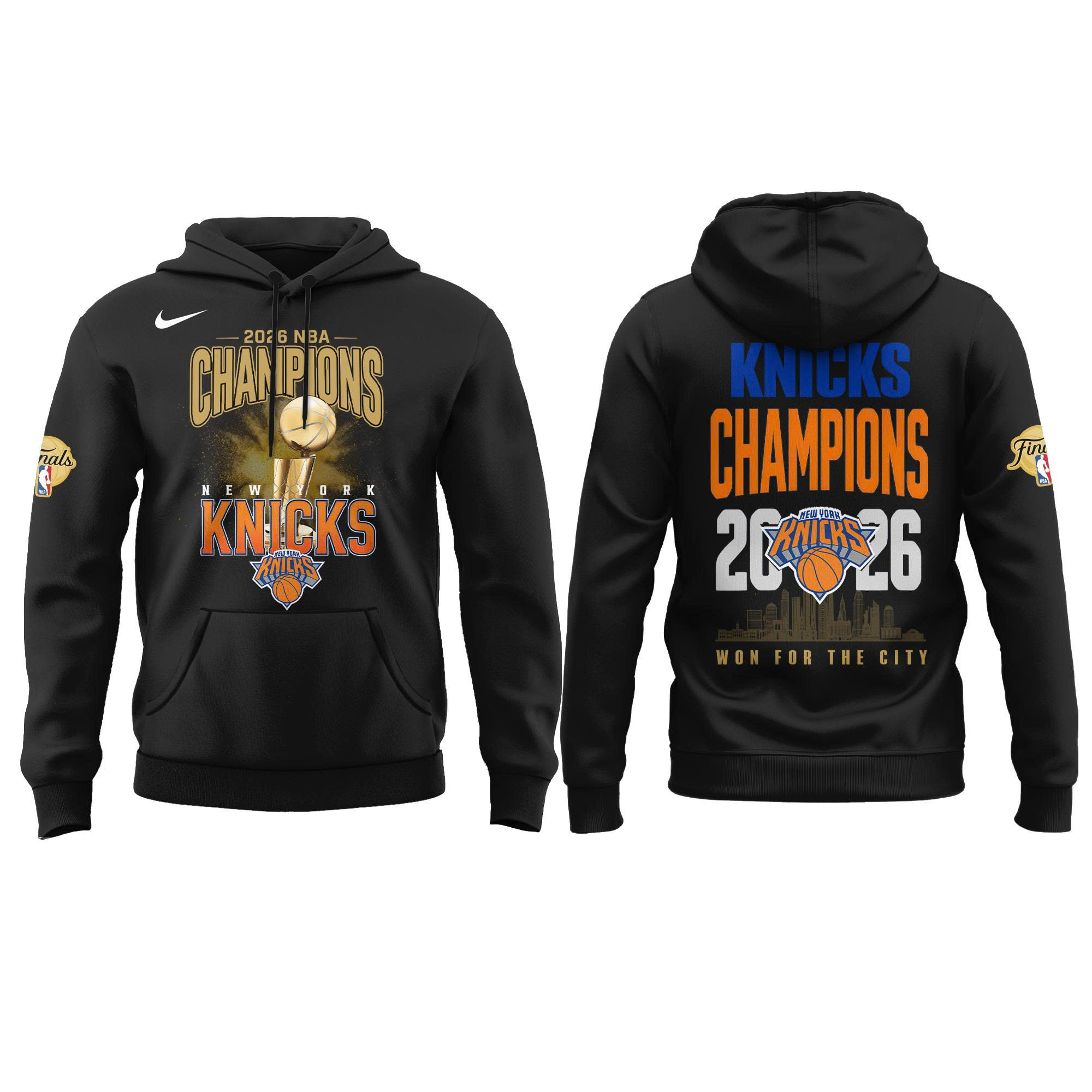 New York Knicks 2026 NBA Finals Champions Limited Edition Black Hoodie - Image 2