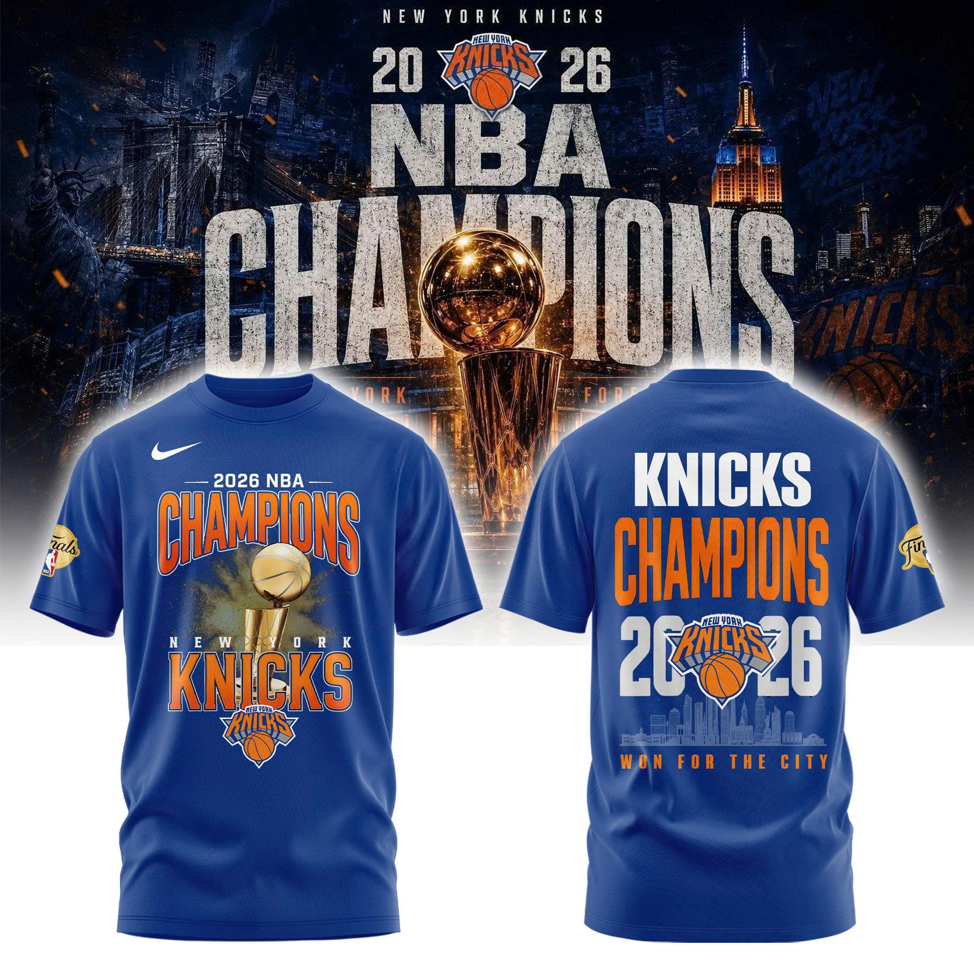 .New York Knicks 2026 NBA Finals Champions Limited Edition Blue Tshirt