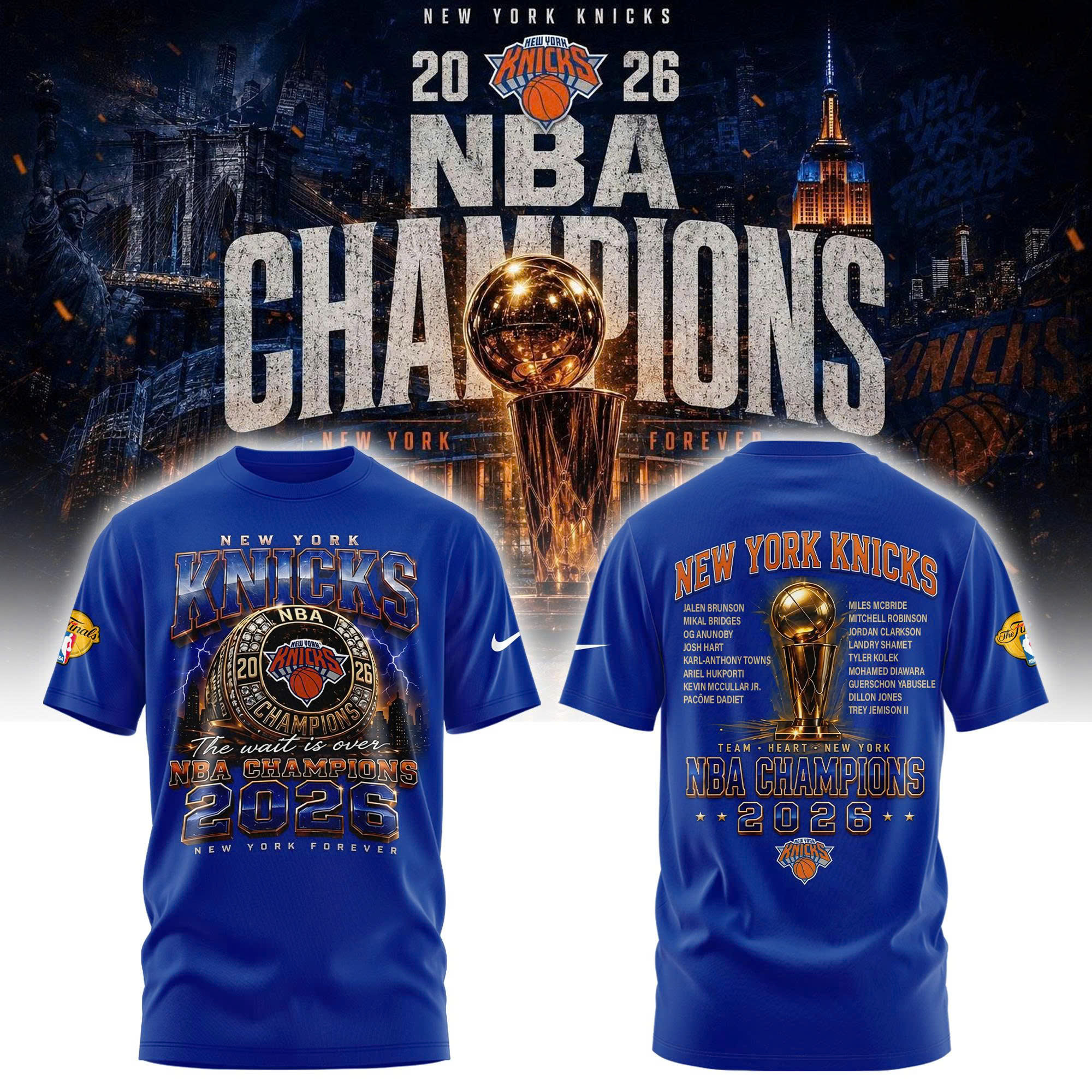 New York Basketball NBA Rings Champions Tshirt D10