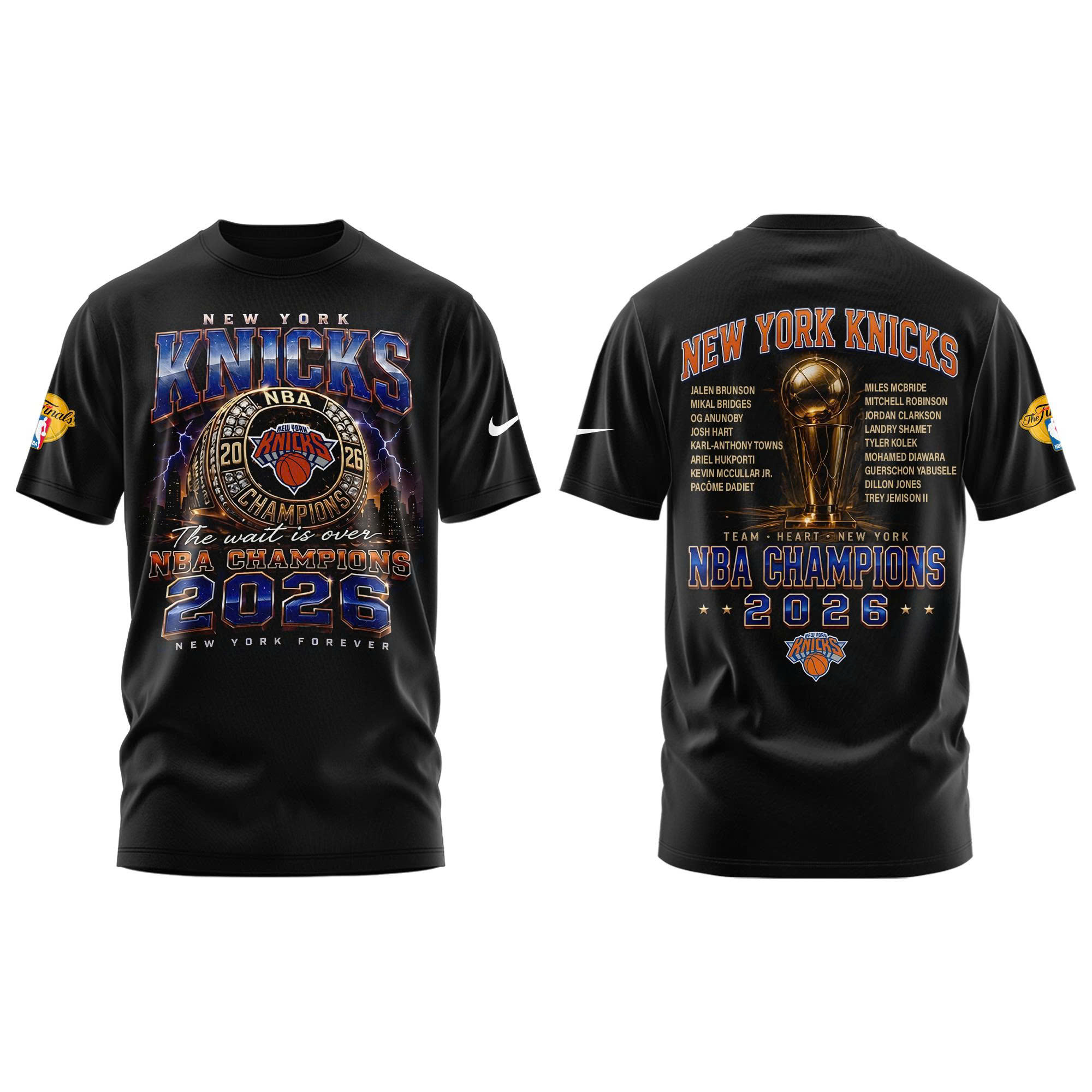 .New York Basketball NBA Rings Champions Tshirt v2 - Image 2