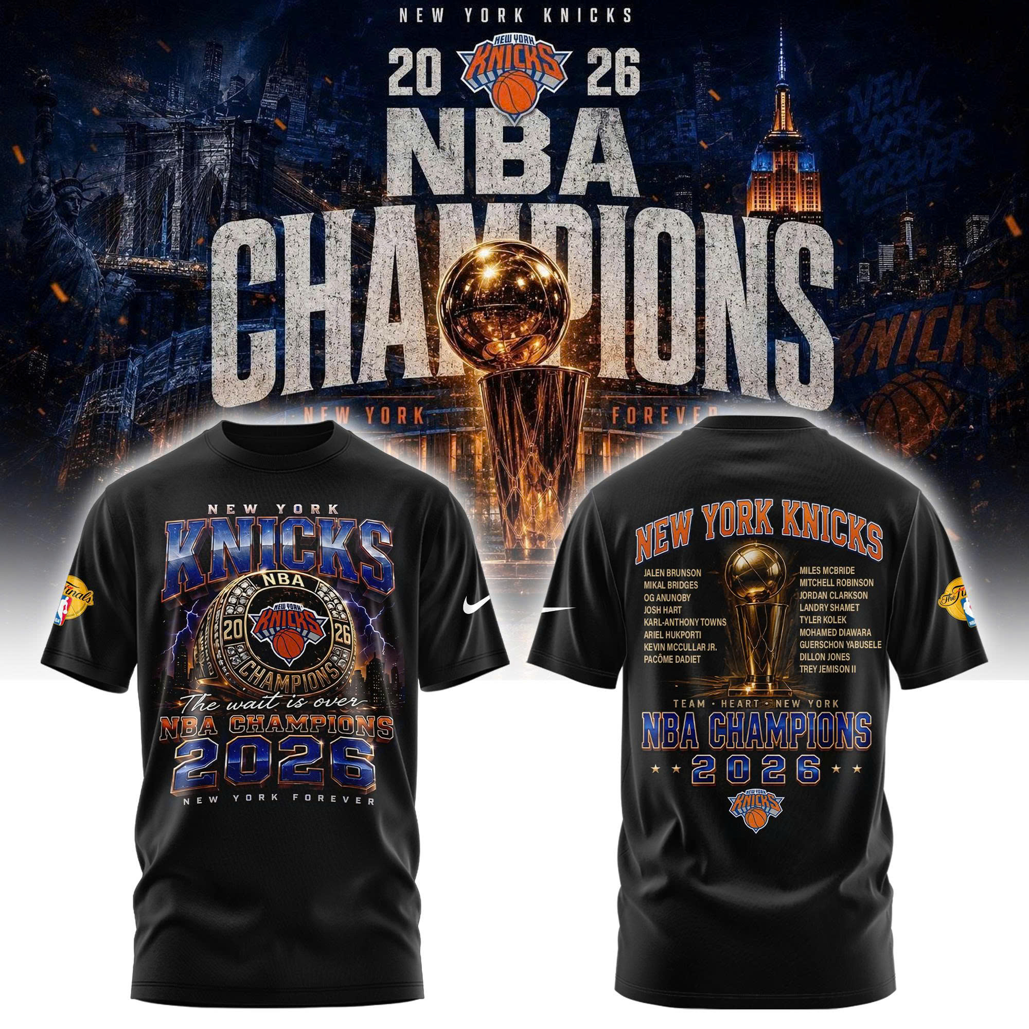 .New York Basketball NBA Rings Champions Tshirt v2
