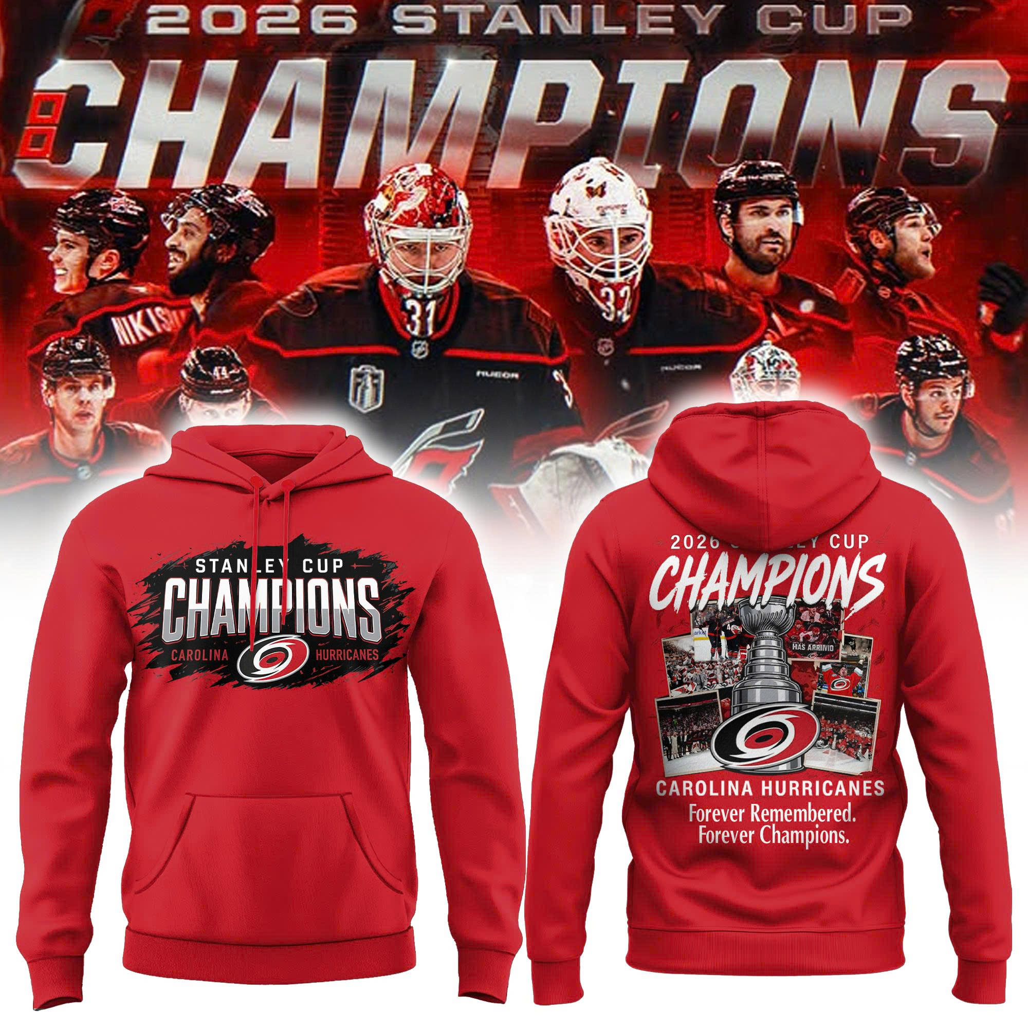 Carolina Hurricanes 2026 Stanley Cup Forever Champions Limited Edition Red Hoodie