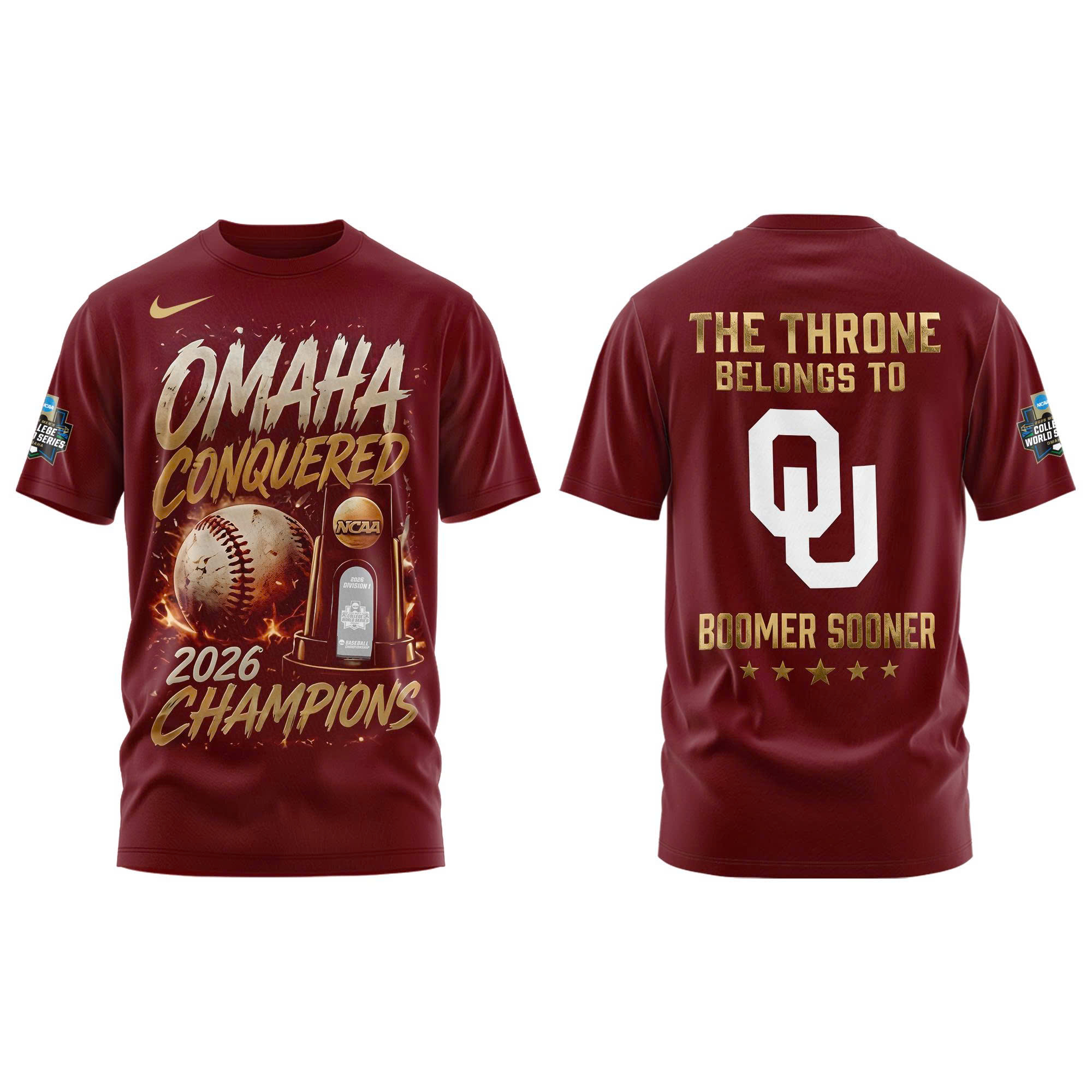 Oklahoma NCAA Basbeball Champions '26 Limited Edition Red Tshirt - Image 2