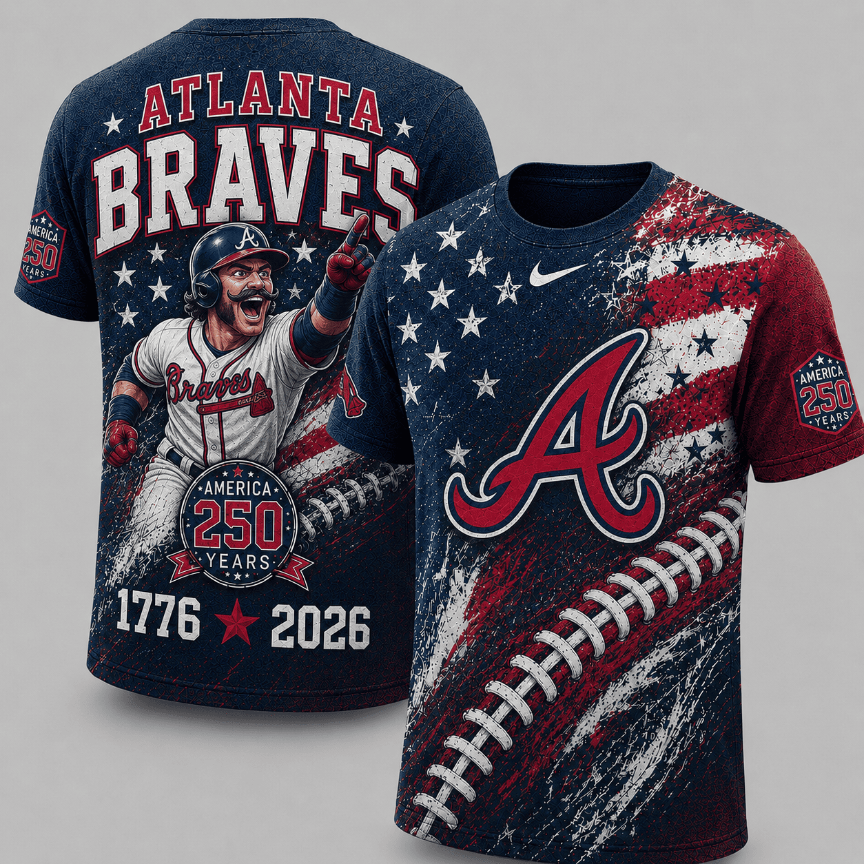Atlanta Braves 250 Years Of Freedom Exclusive T-shirt