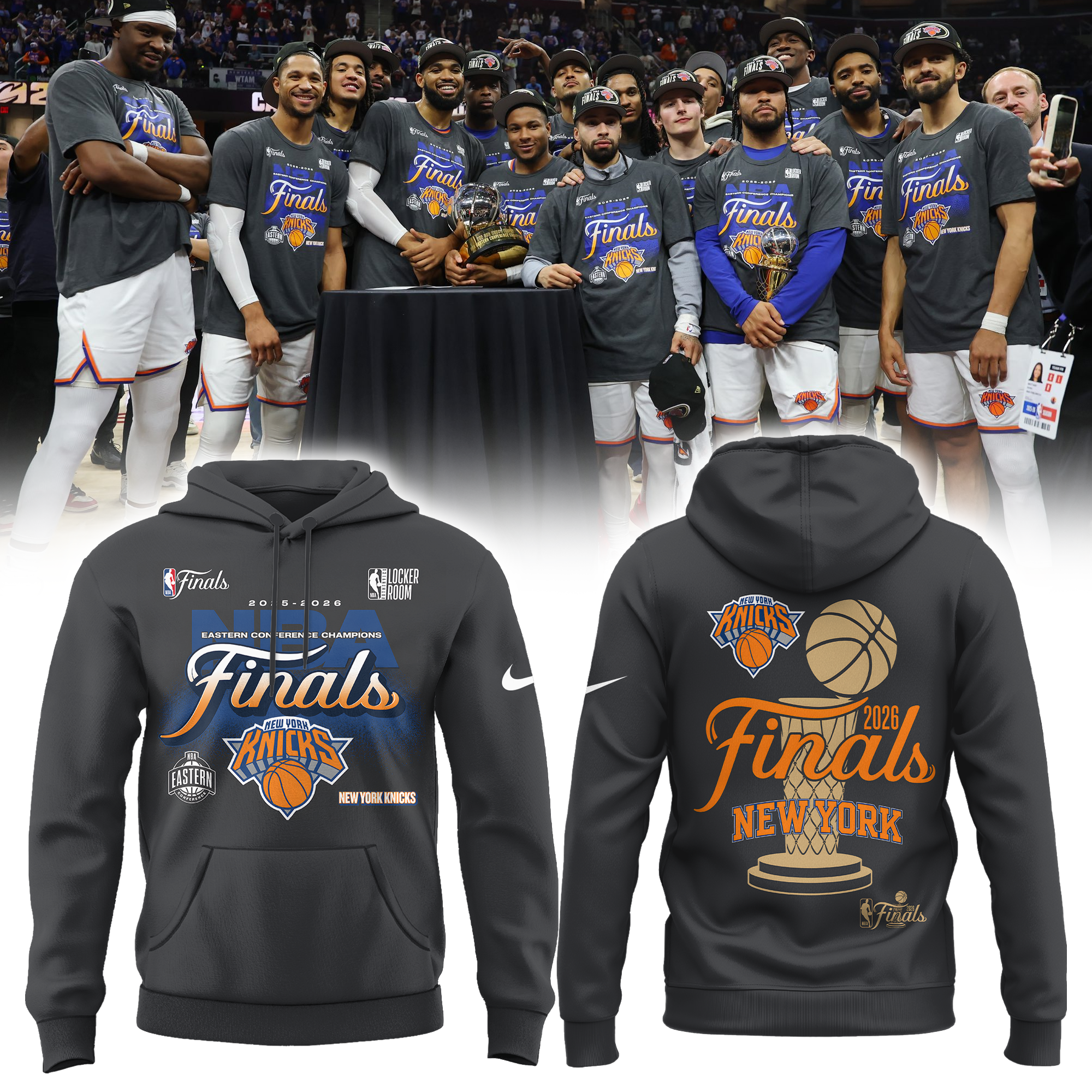 New York Knicks 2026 Eastern Conference Champions Locker Room Limited Edition Hoodie| Cap | Joggers