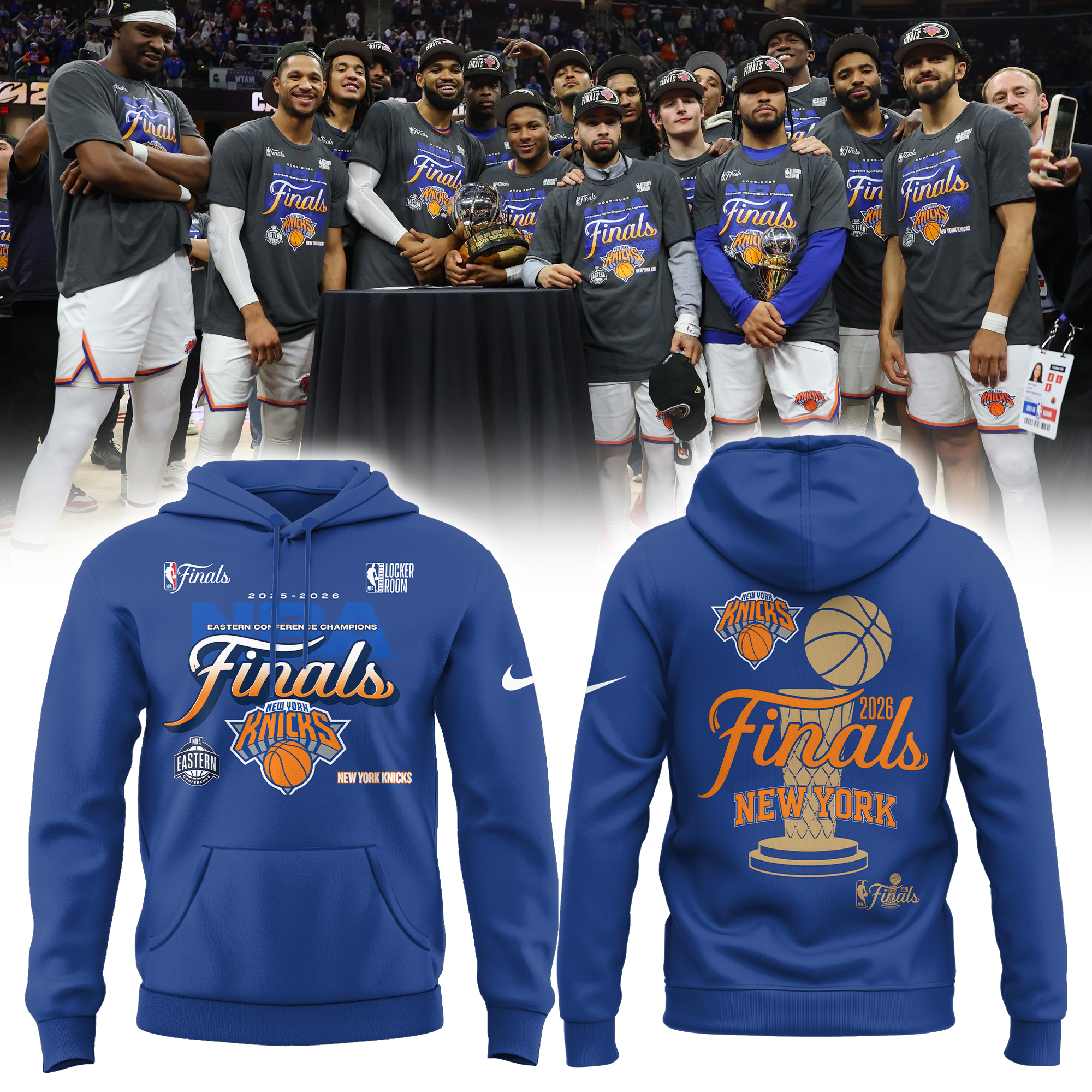 New York Knicks 2026 Eastern Conference Champions Locker Room Limited Edition Hoodie| Cap | Joggers