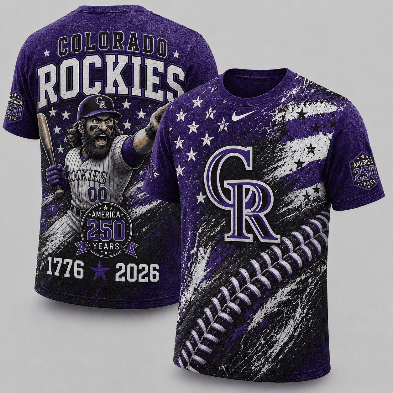 Colorado Rockies 250 Years Of Freedom Exclusive T-shirt