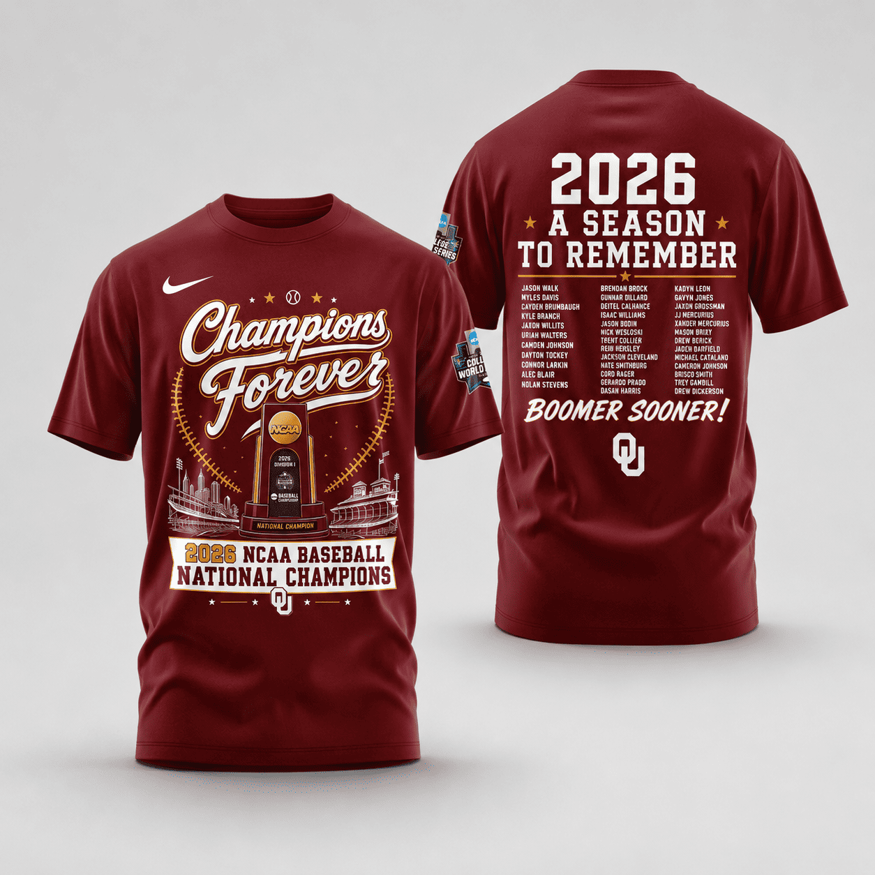 Oklahoma Sooners Baseball 2026 National Champions Exclusive T-shirt | V2
