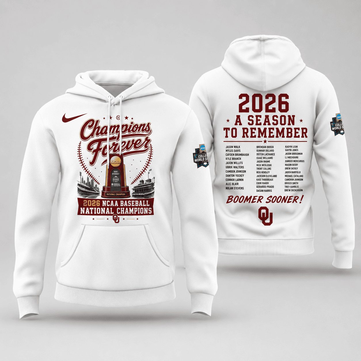 Oklahoma Sooners Baseball 2026 National Champions Exclusive Hoodie | V5