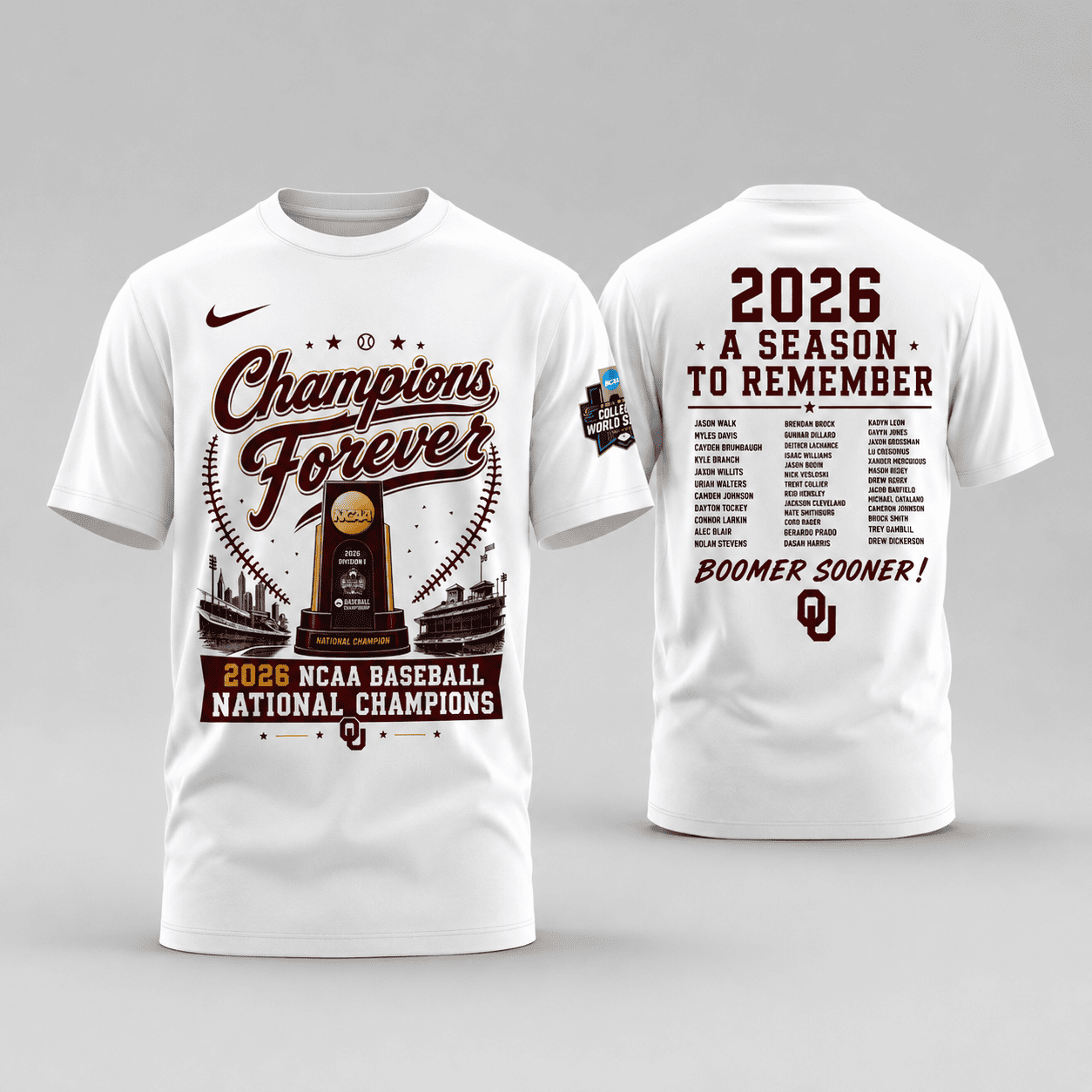 Oklahoma Sooners Baseball 2026 National Champions Exclusive T-shirt | V5