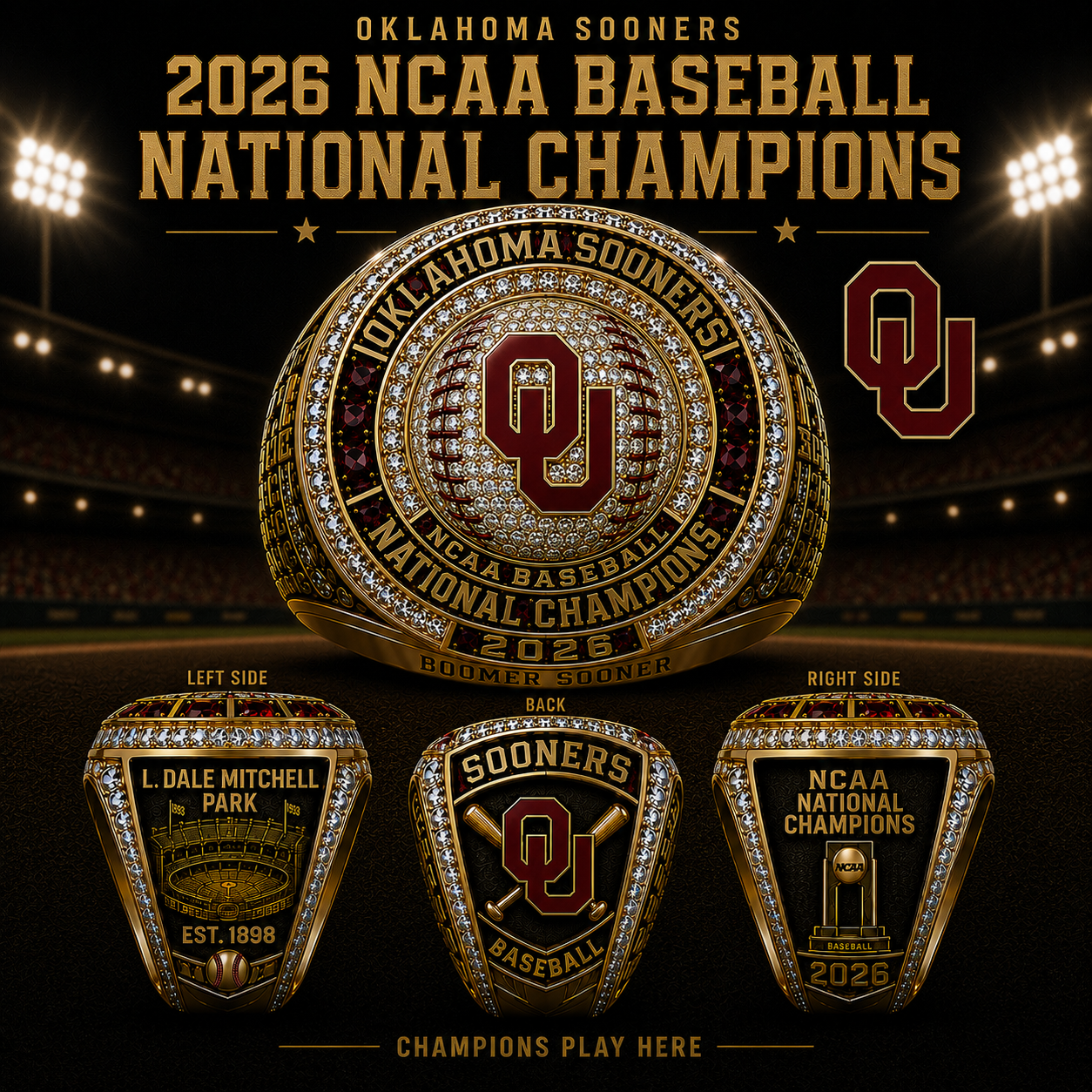 Oklahoma Sooners 2026 NCAA Baseball National Champions Ring