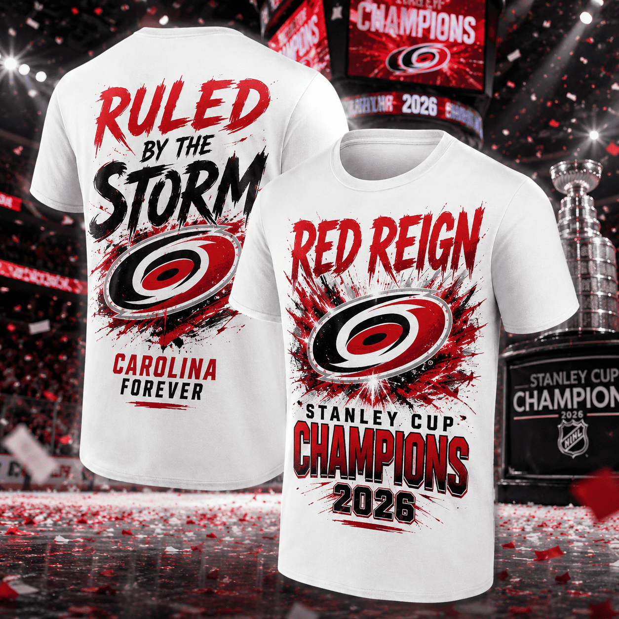 Carolina Hurricanes 2026 Stanley Cup Raise The Cup | T-shirt - Image 2