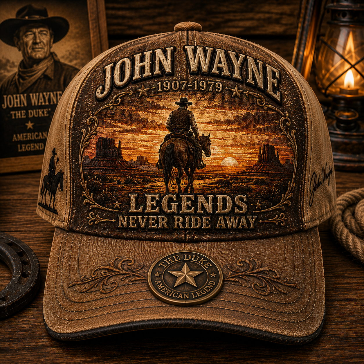 John Wayne Legends Never Ride Away | Premium Tribute Cap