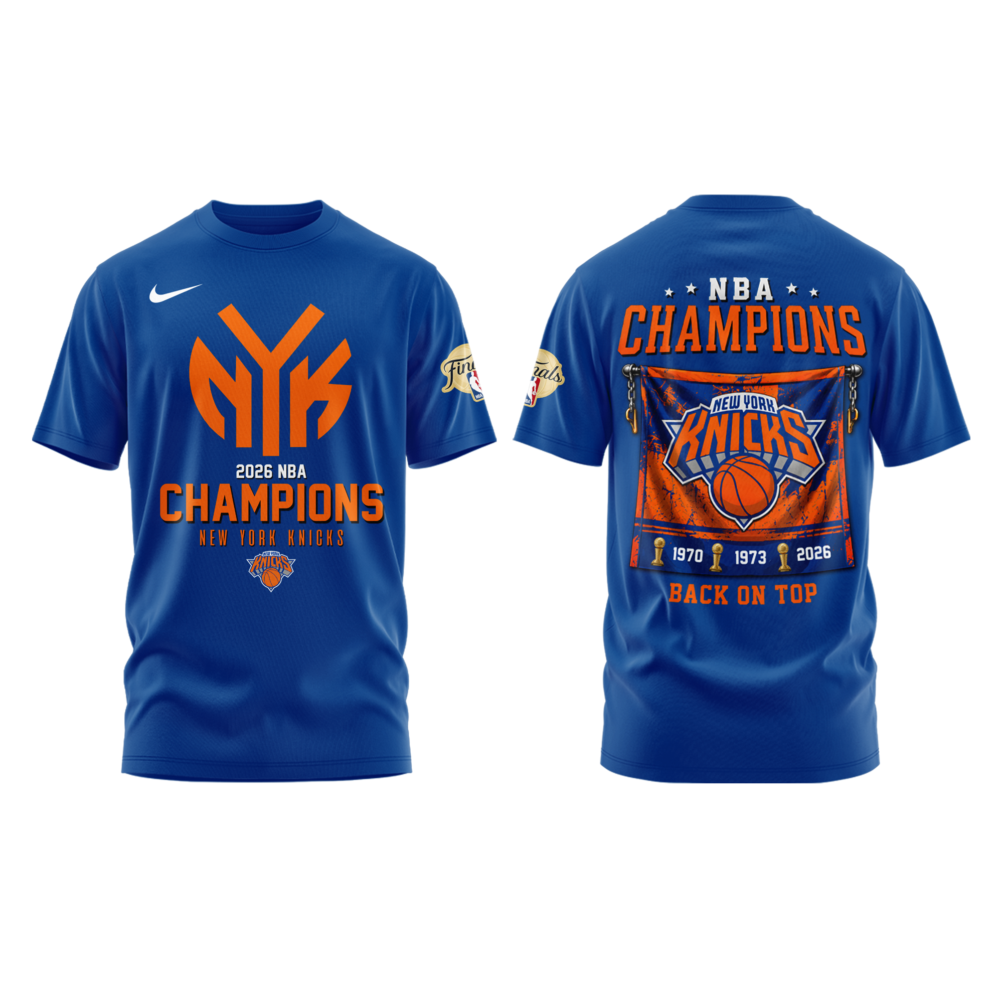 New York Knicks 2026 NBA Finals Champions Limited Edition Blue Tshirt v2 - Image 2