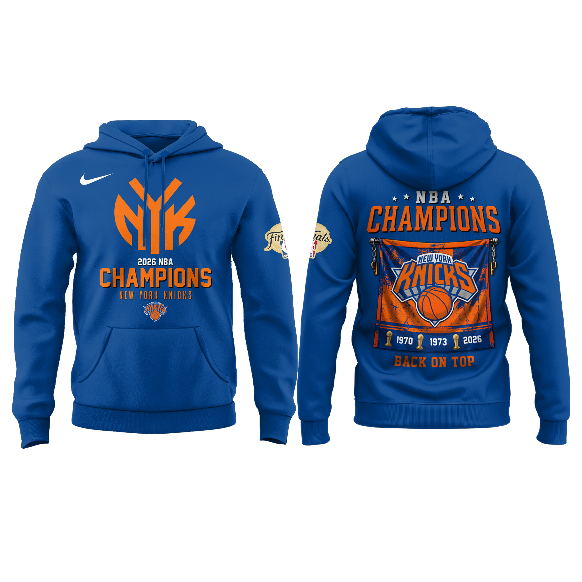 New York Knicks 2026 NBA Finals Champions Limited Edition Blue Hoodie v2 - Image 2