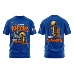 Alternative view of New York Knicks 2026 NBA Finals Champions Limited Edition Blue Tshirt v3