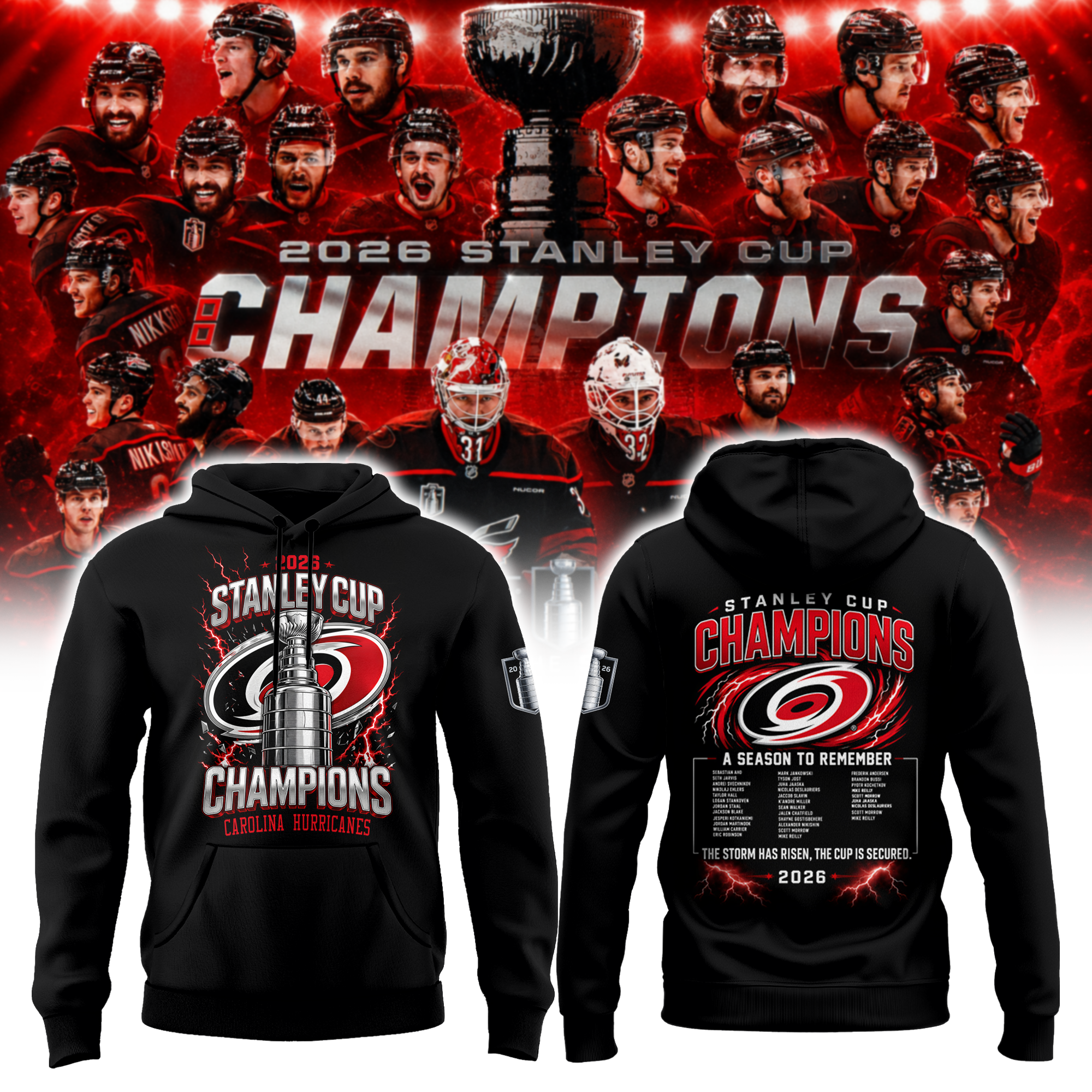 Carolina Hurricanes 2026 Stanley Cup Champions Limited Edition Hoodie v2