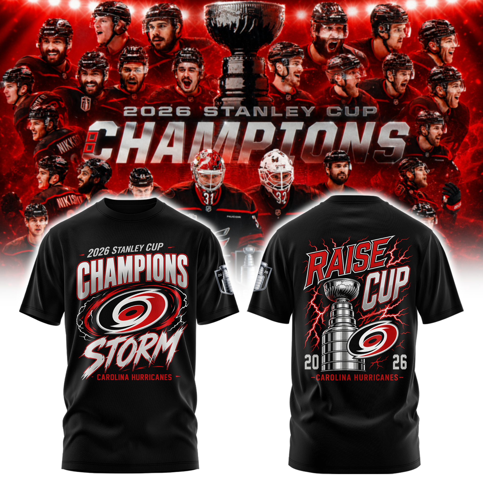 Carolina Hurricanes 2026 Stanley Cup Champions Raise Up Limited Edition Tshirt