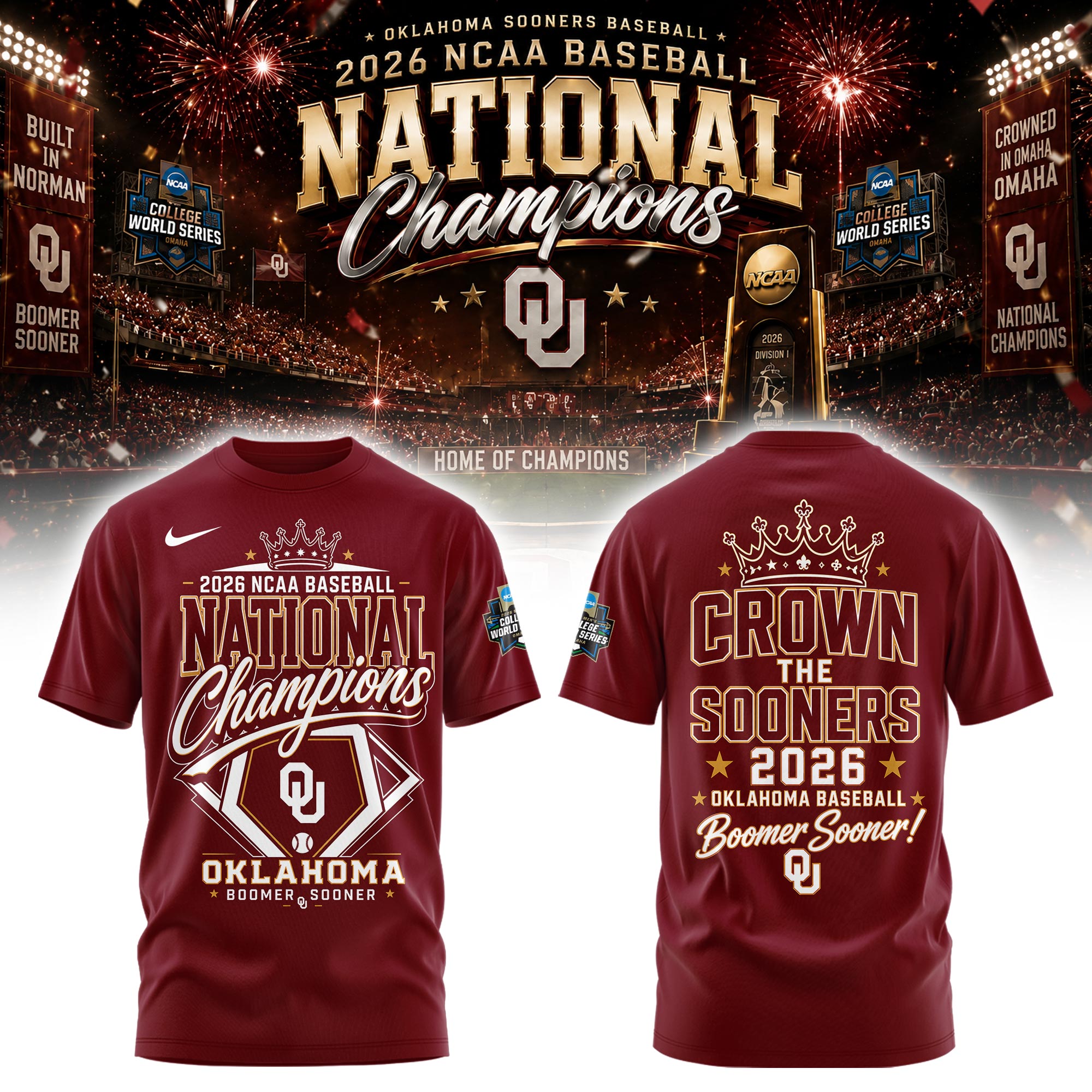 Oklahoma NCAA Basbeball Champions ’26 Limited Edition Red Tshirt v3