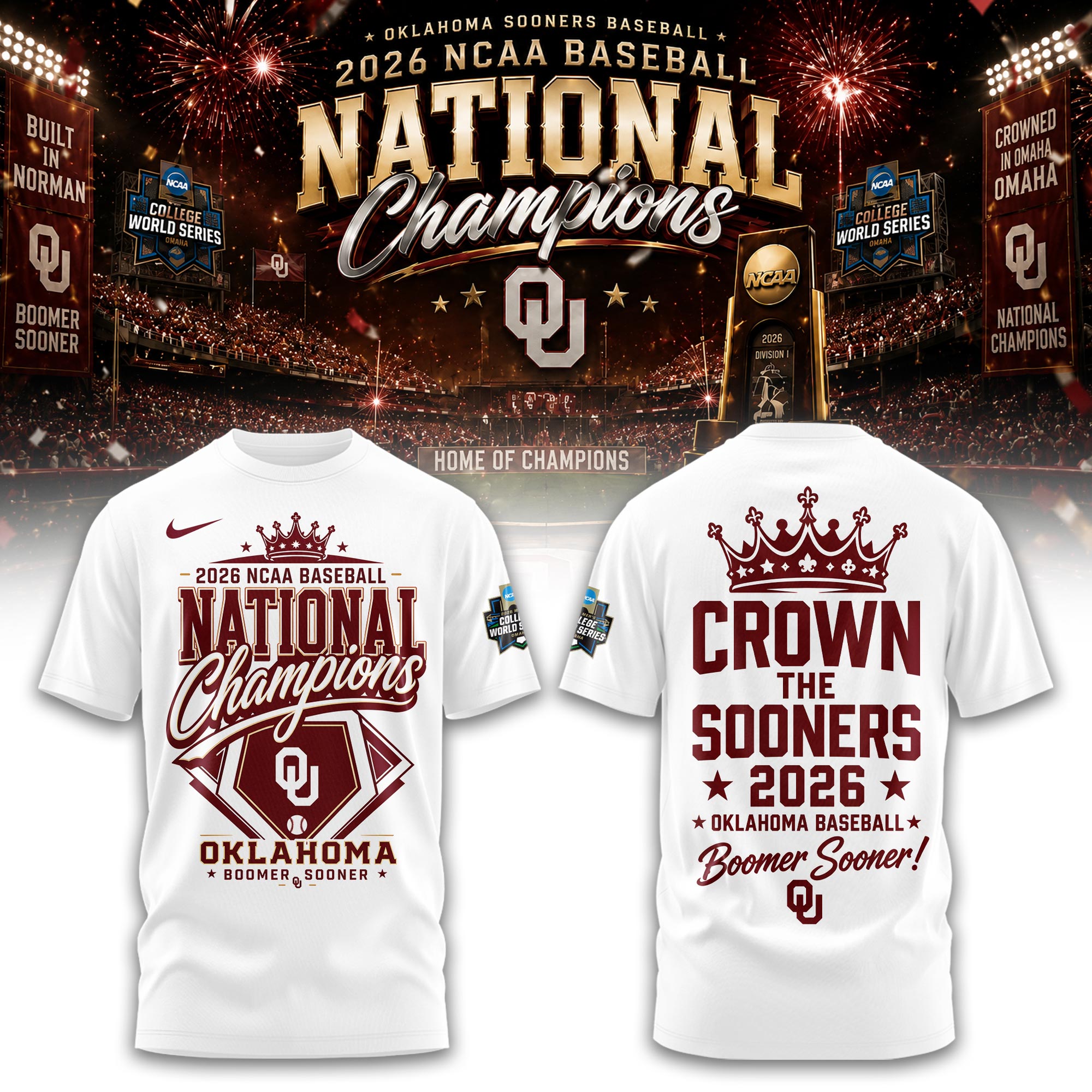 Oklahoma NCAA Basbeball Champions ’26 Limited Edition White Tshirt v3