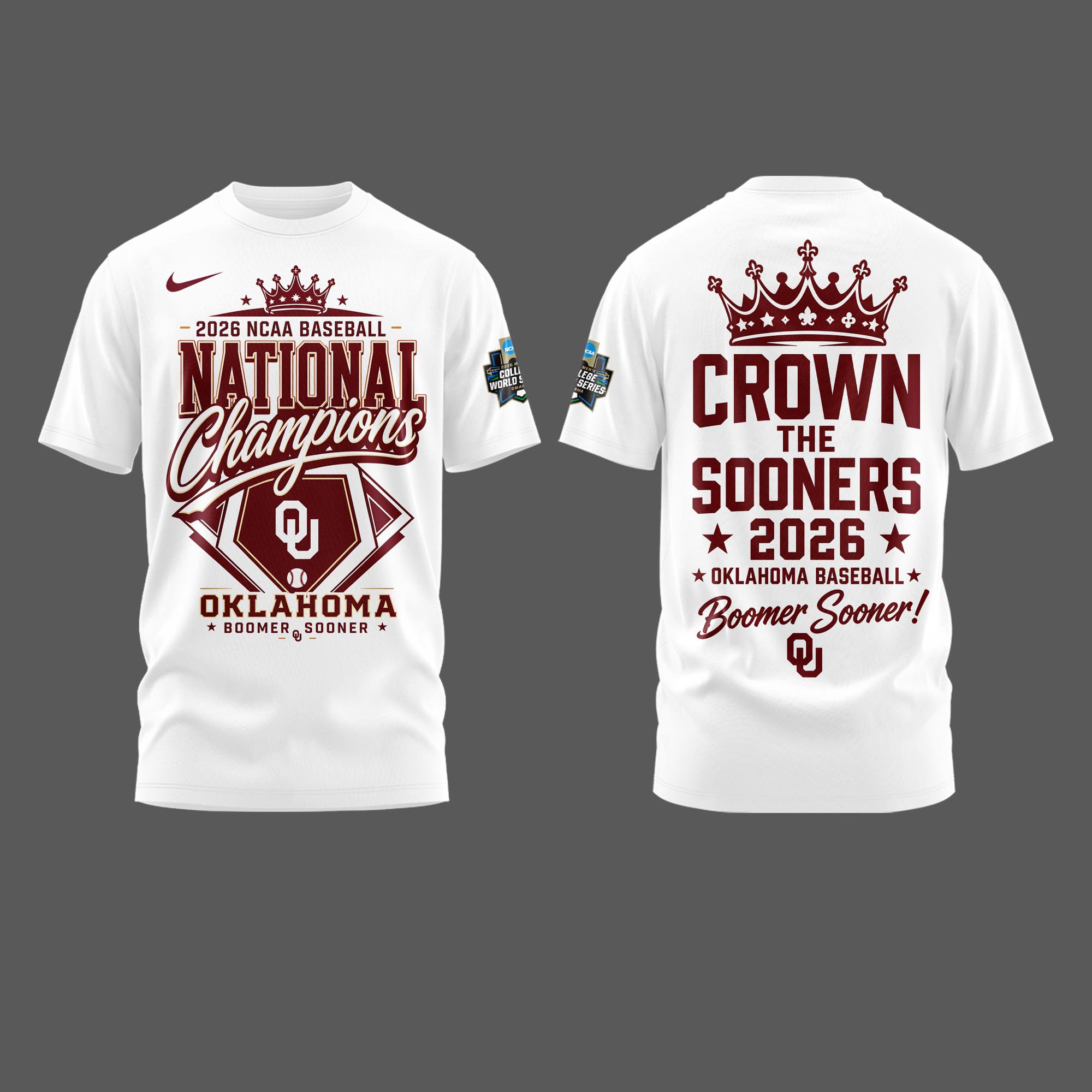 Oklahoma NCAA Basbeball Champions ’26 Limited Edition White Tshirt v3 - Image 2