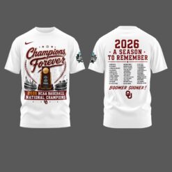 Alternative view of Oklahoma NCAA Basbeball Champions ’26 Limited Edition White Tshirt v2