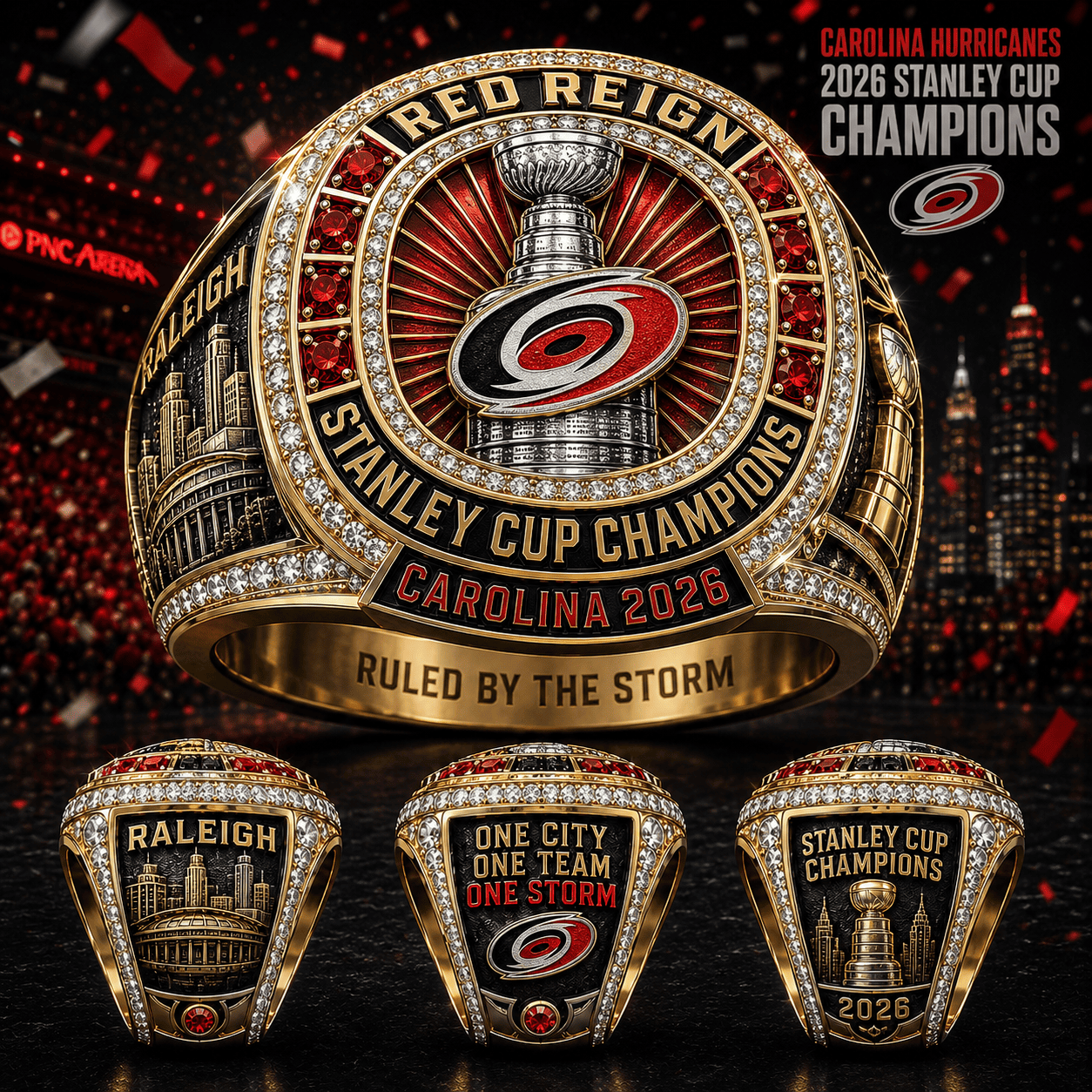 Carolina Hurricanes 2026 Stanley Cup Red Reign Champions | Collector Ring