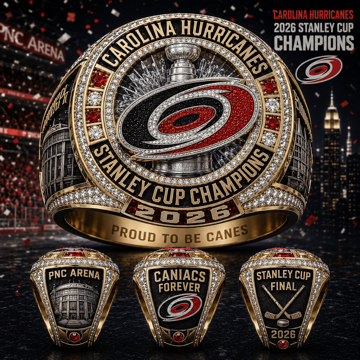 Carolina Hurricanes 2026 Stanley Cup Storm Warning Champions | Collector Ring