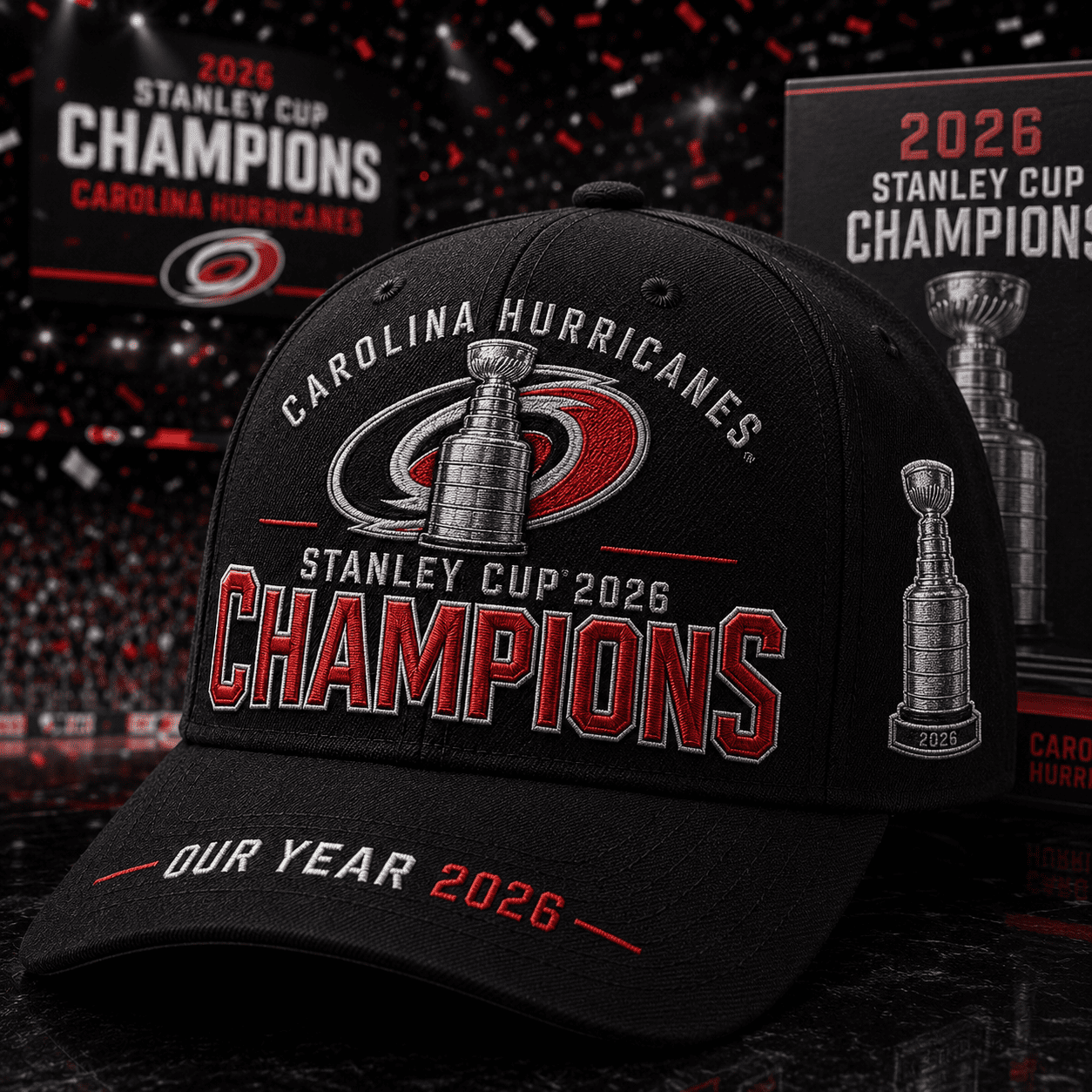 Carolina Hurricanes 2026 Stanley Cup Storm Warning Champions | Cap