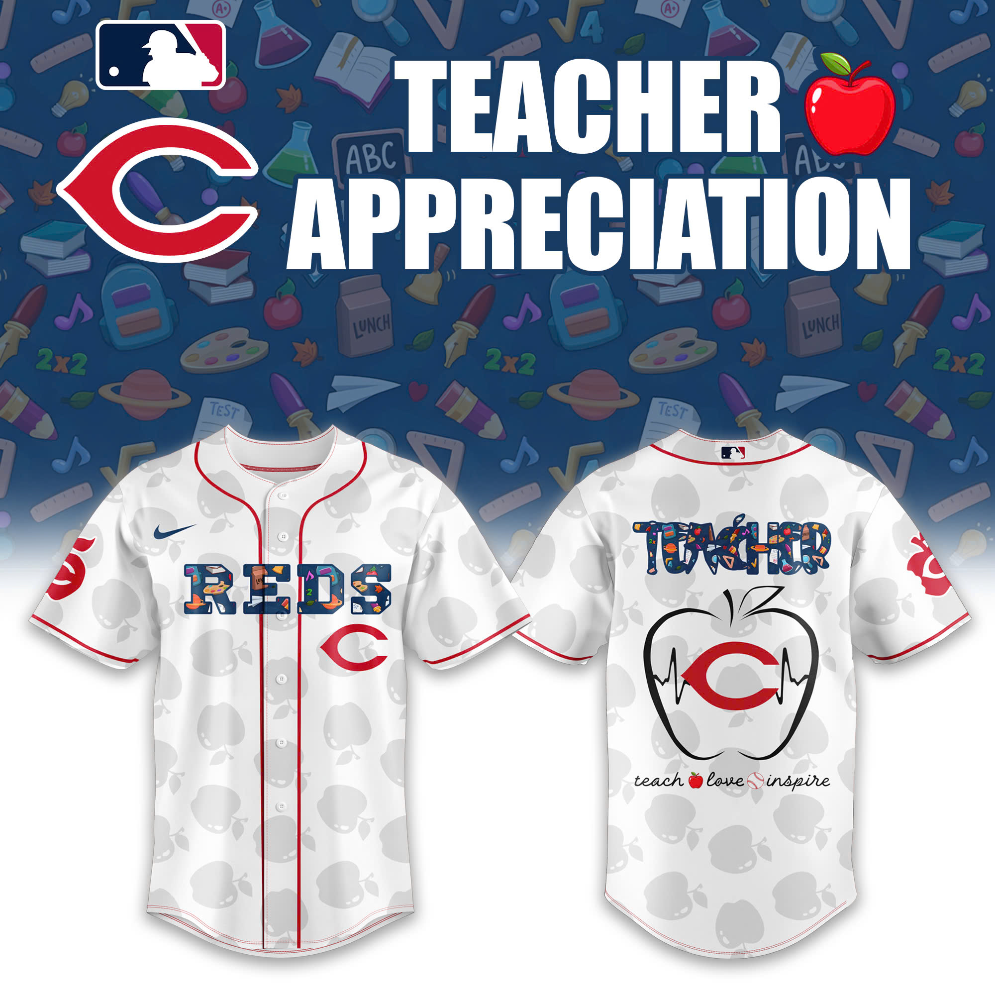 Cincinnati Reds TEACHER Baseball Jersey Combo v2