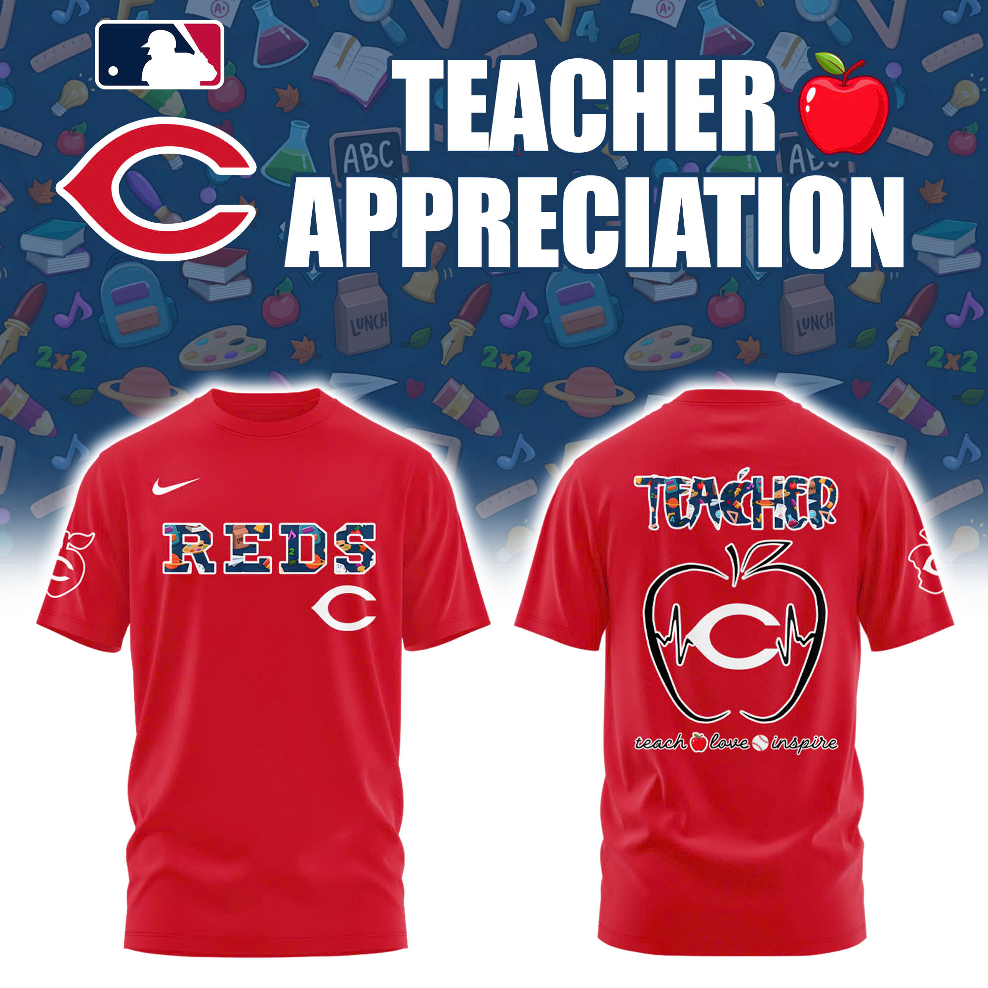 Cincinnati Reds TEACHER NIGHT Combo Tshirt | Jogger | Cap