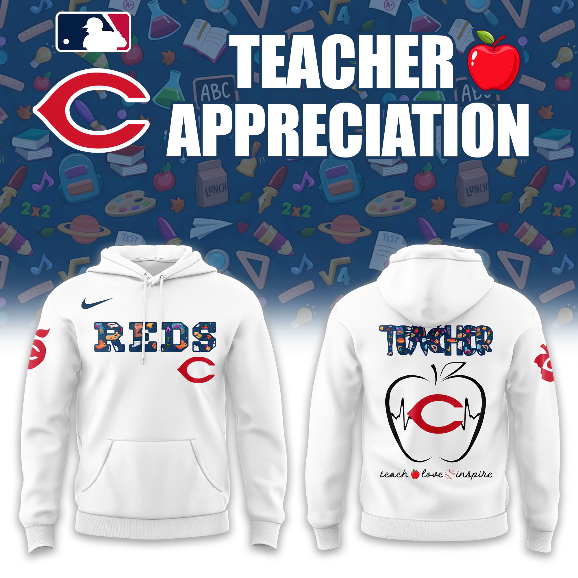 Cincinnati Reds TEACHER NIGHT Hoodie | Jogger | Cap v2