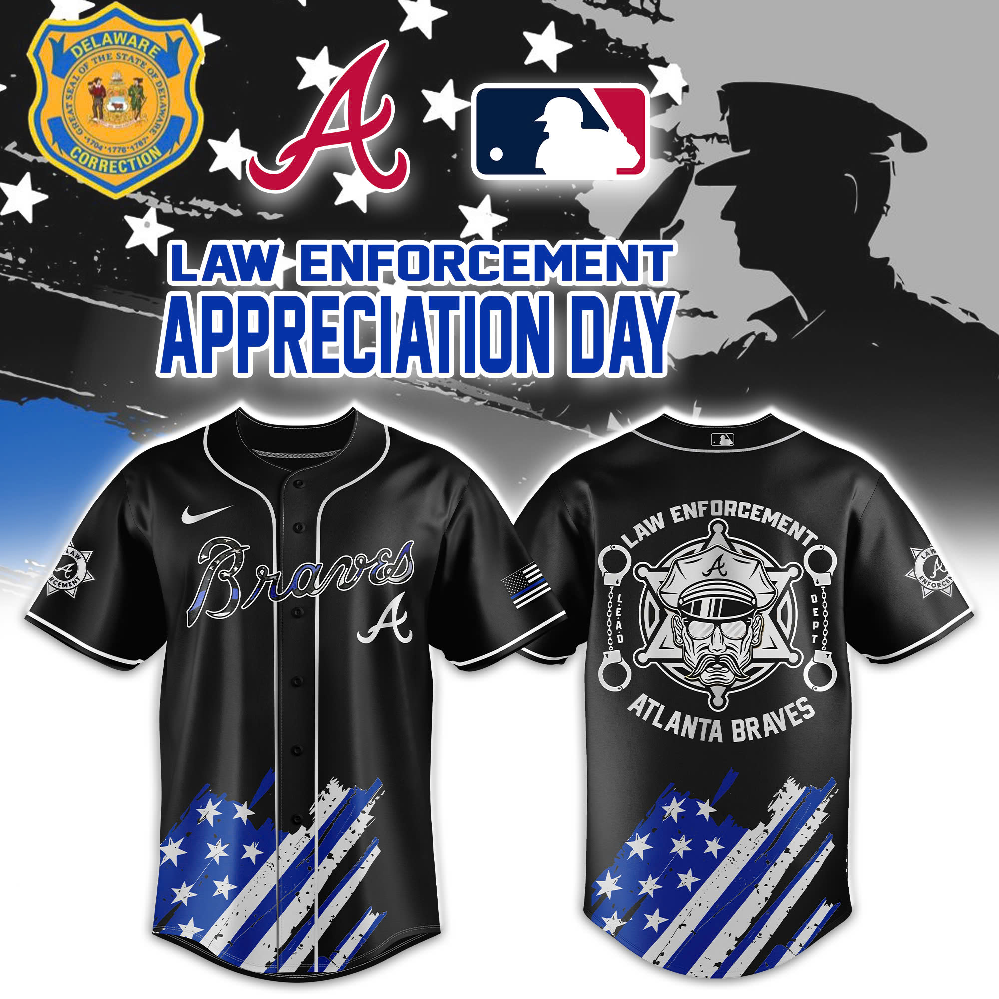Atlanta Braves Law Enforcement Appreciation Day Baseball Jersey Combo