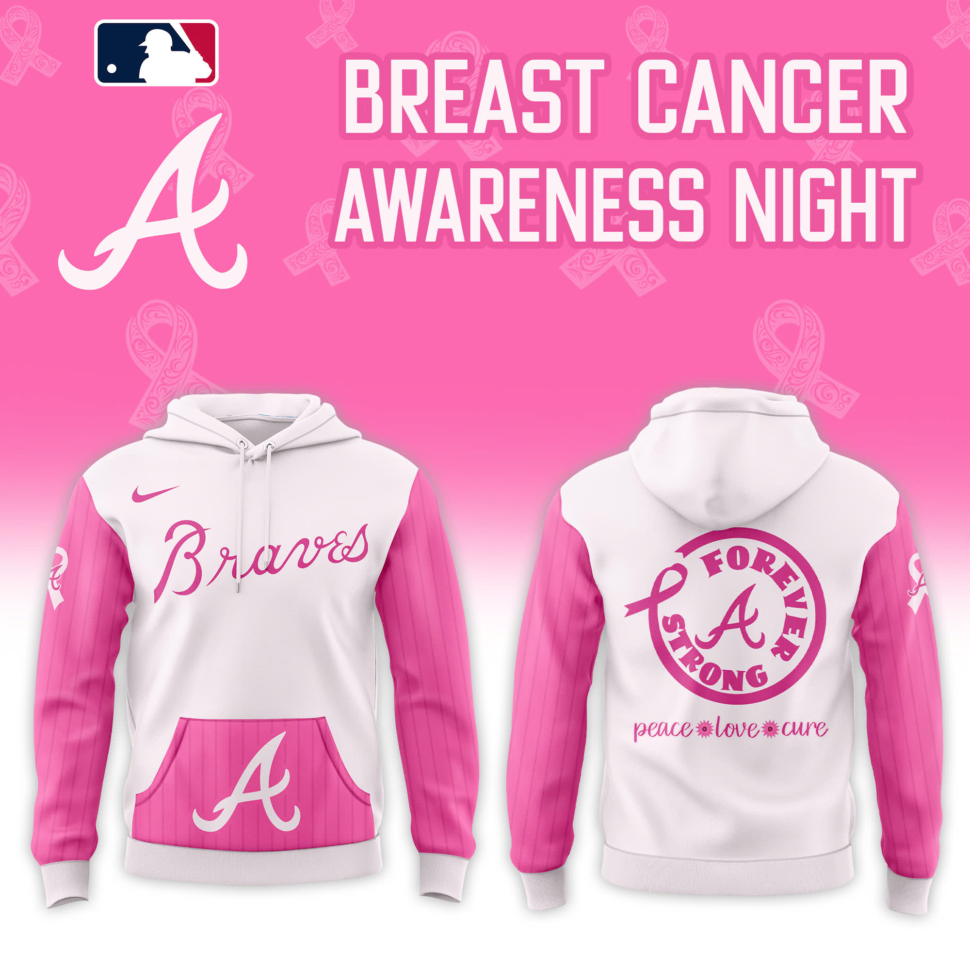 Atlanta Braves Cancer Awareness Day Hoodie | Jogger | Cap
