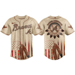 Alternative view of Atlanta Braves x Native American Heritage 2025 Baseball Jersey Combo