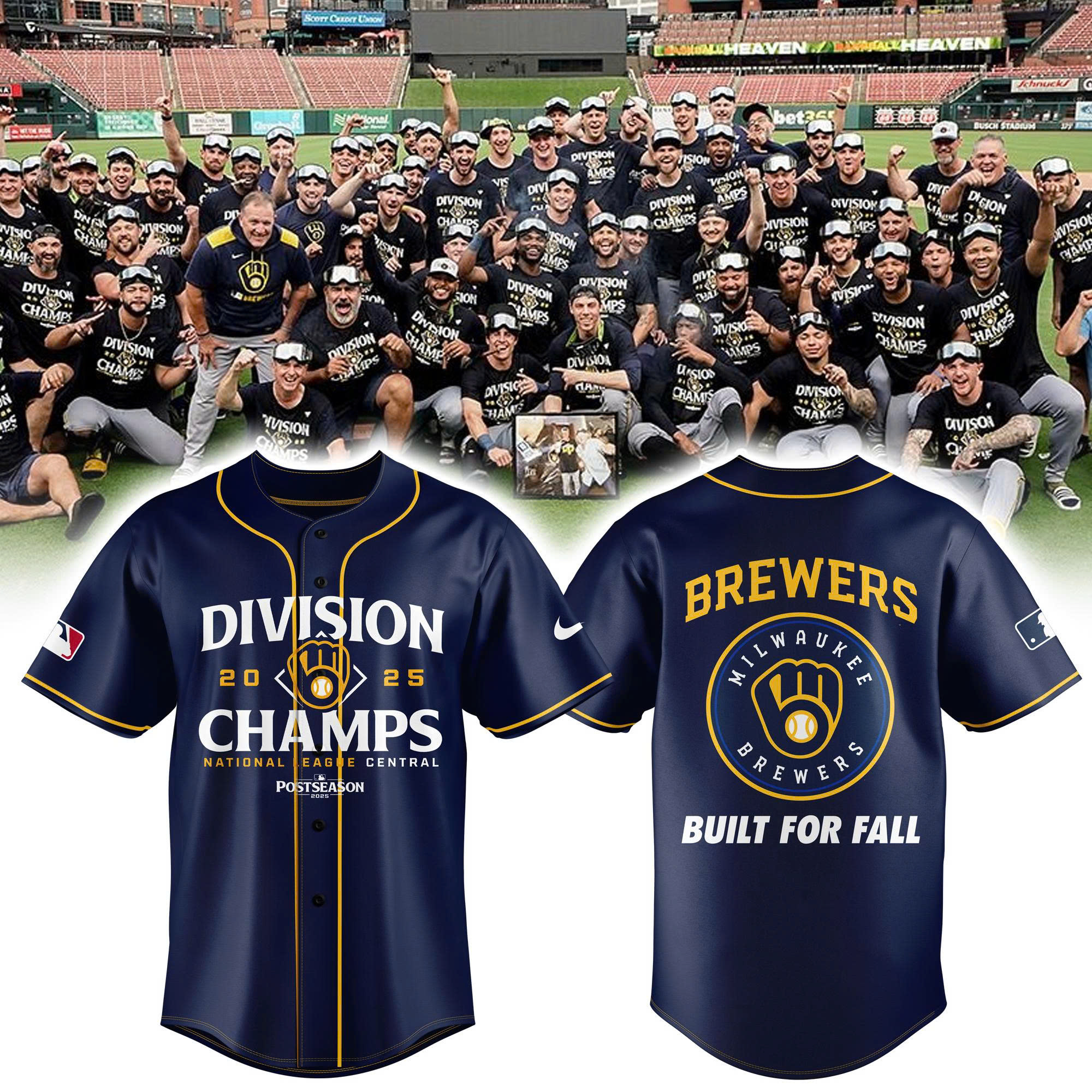 Milwaukee Brewers NL Central Division Champions Baseball Jersey | Joggers | Cap