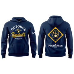 Alternative view of Milwaukee Brewers Navy Postseason Locker Room Hoodie | Joggers | Cap