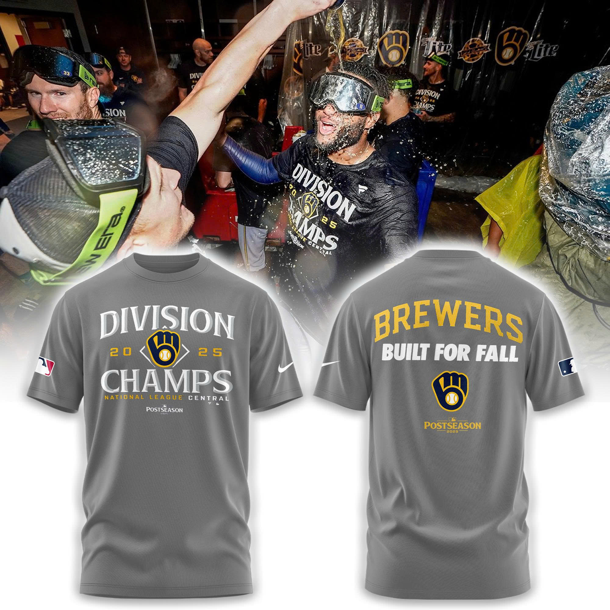 Milwaukee Brewers NL Central Division Champions Locker Room Tshirt | Joggers | Cap
