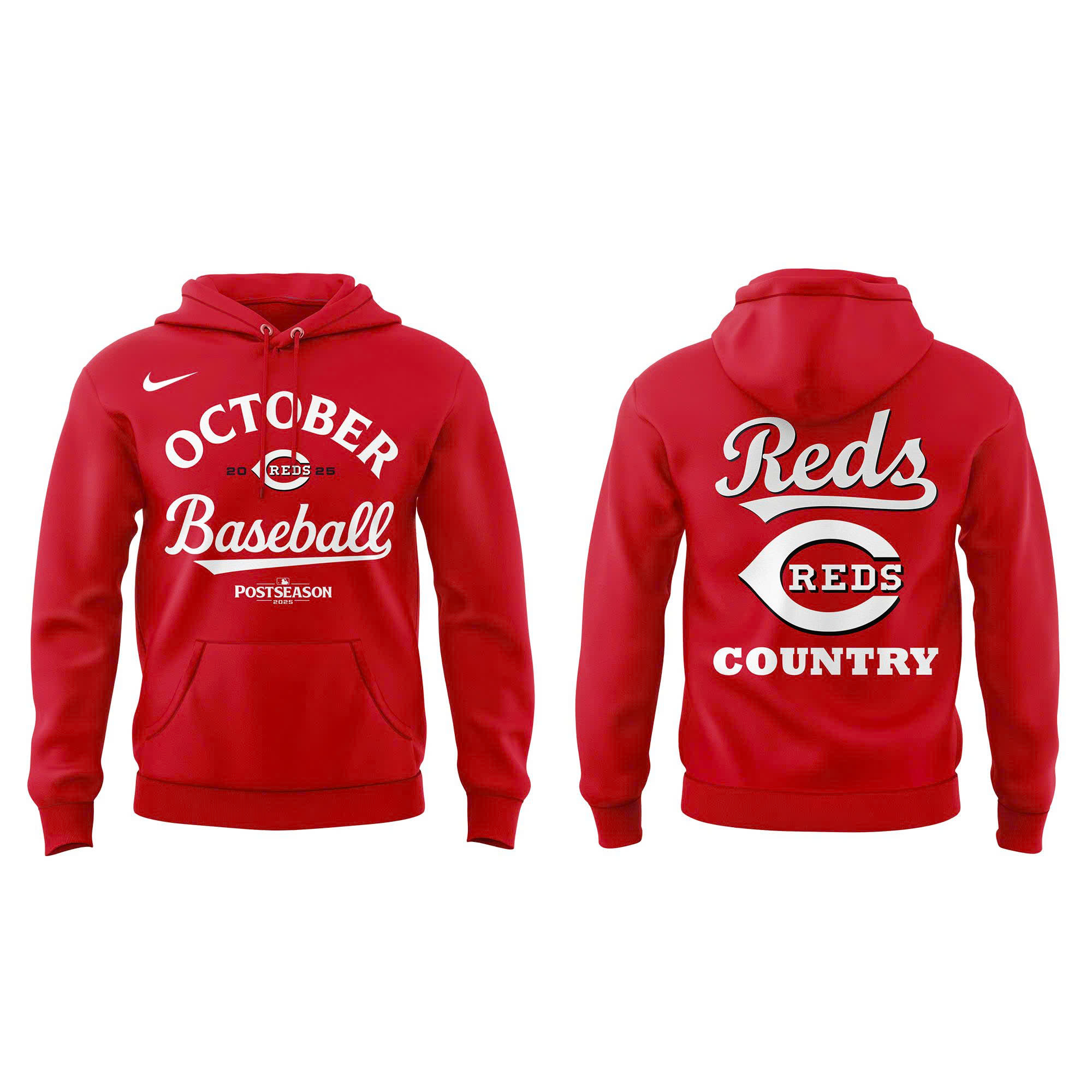 Cincinnati Reds Red Postseason Locker Room Combo Hoodie | Jogger | Cap V2 - Image 2