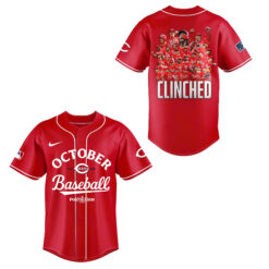 Alternative view of Cincinnati Reds Red Postseason Locker Room Baseball Jersey Combo