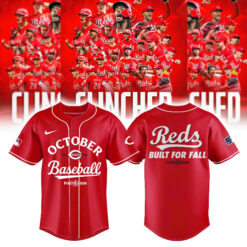 Cincinnati Reds Red Postseason Locker Room Baseball Jersey Combo V2