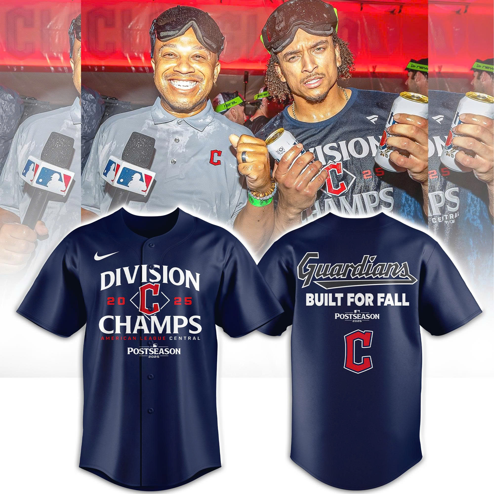 Cleveland Guardians Fanatics AL Central Division Champions Locker Room Combo Jersey | Jogger | Cap