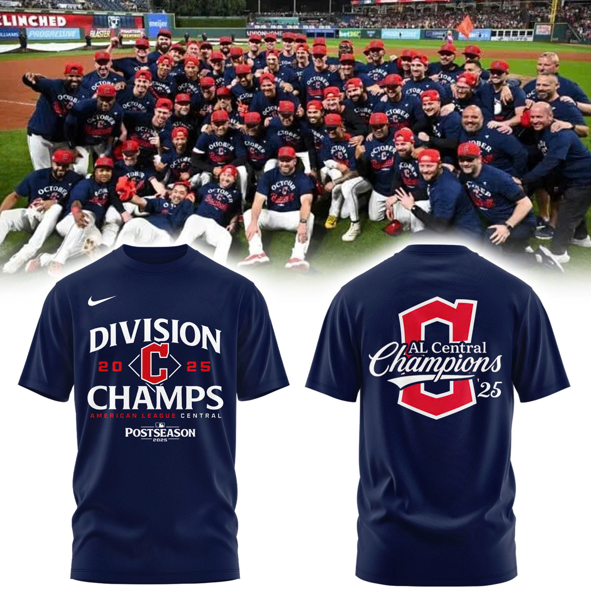 Cleveland Guardians Fanatics AL Central Division Champions Locker Room Combo Shirt | Jogger | Cap V2