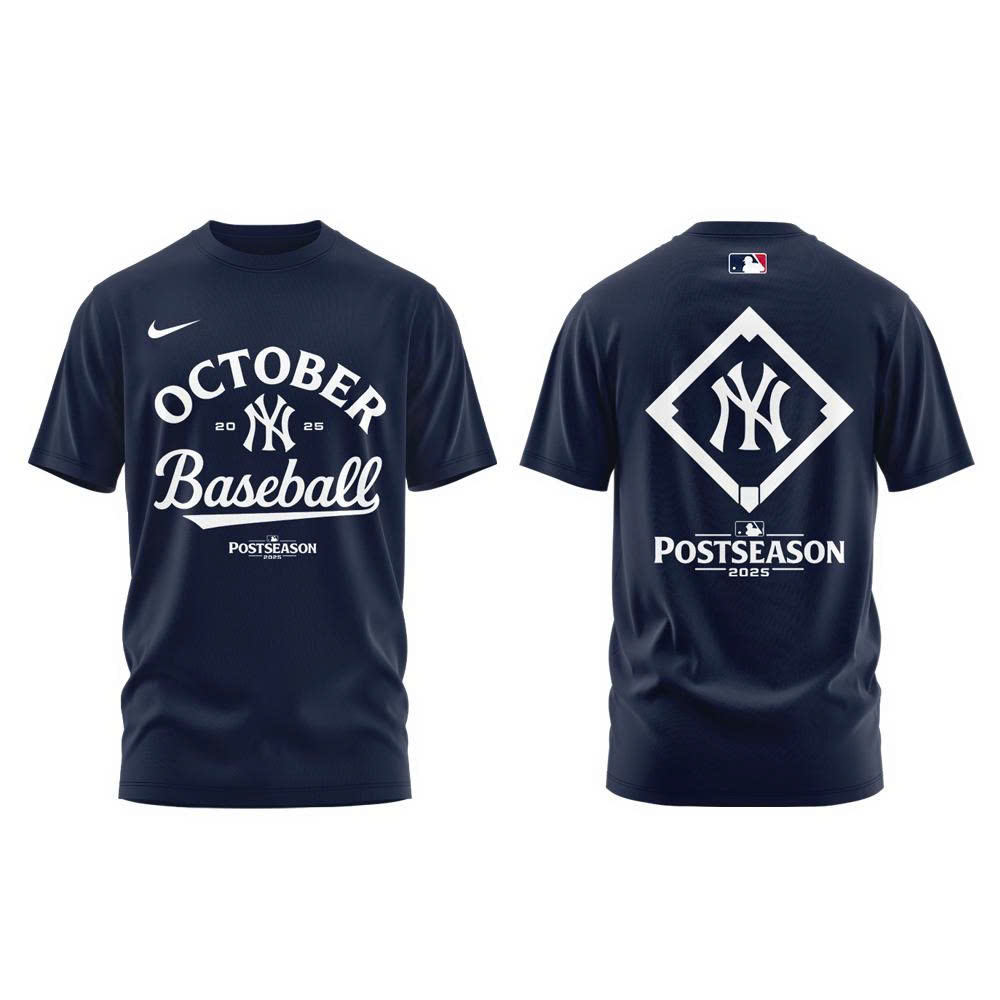 New York Yankees Navy Postseason Locker Room Tshirt | Jogger | Cap V2 - Image 2